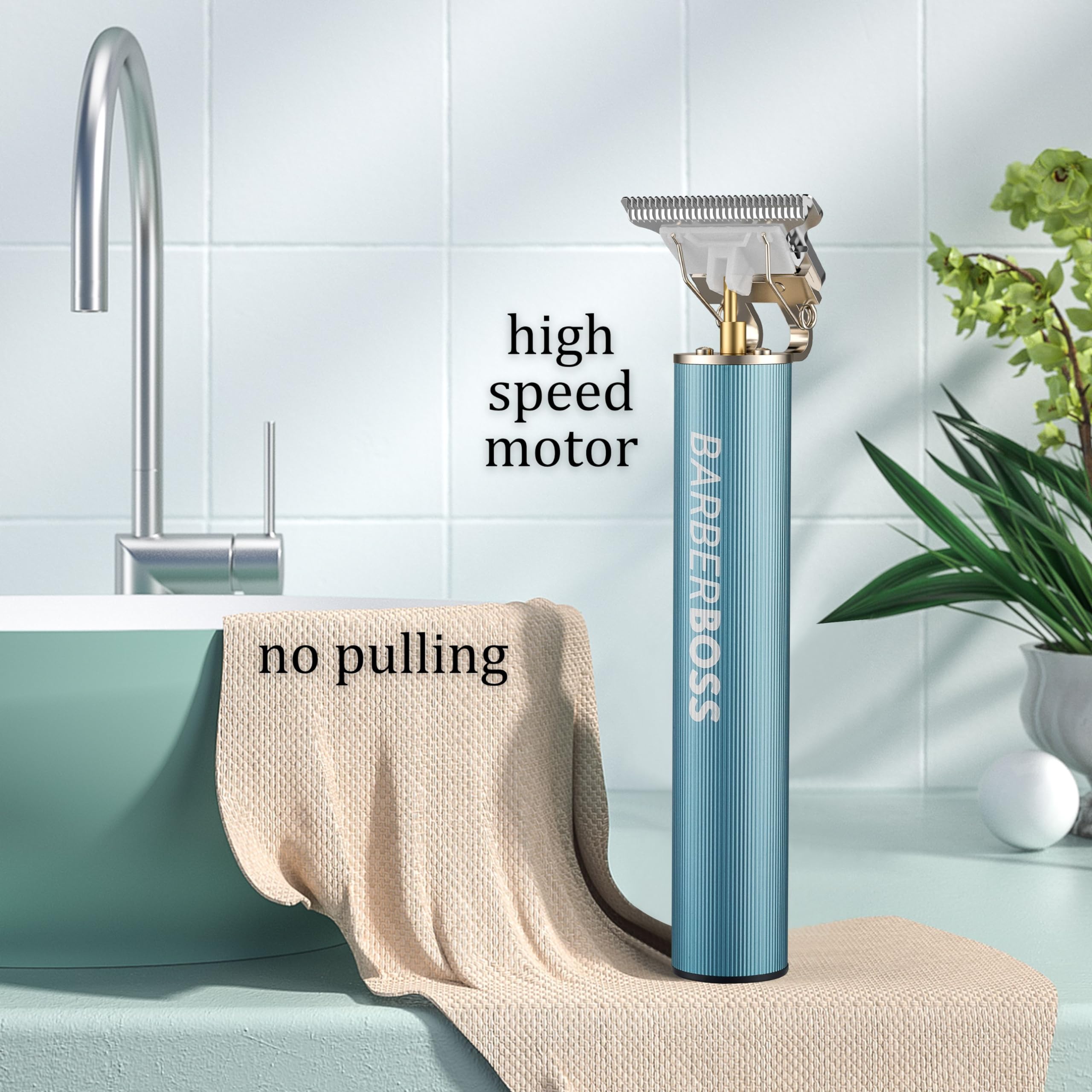 BARBERBOSS Cordless T-Blade Beard Trimmer for Men with 3 Guide Combs - Precision Hair Clipper