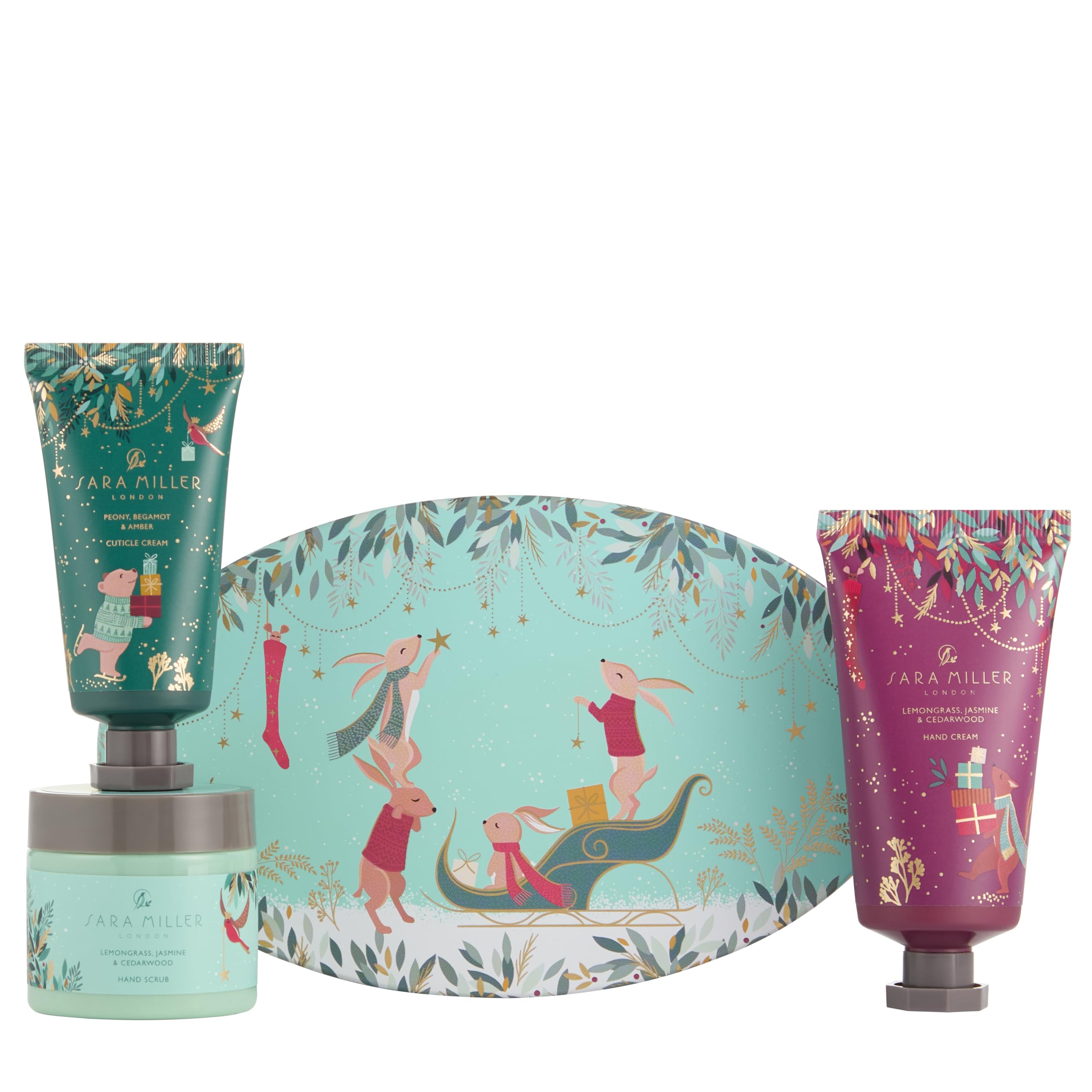 Sara Miller London Woodland Tales Hand, Cuticle Cream & Scrub Gift Set in Keepsake Tin
