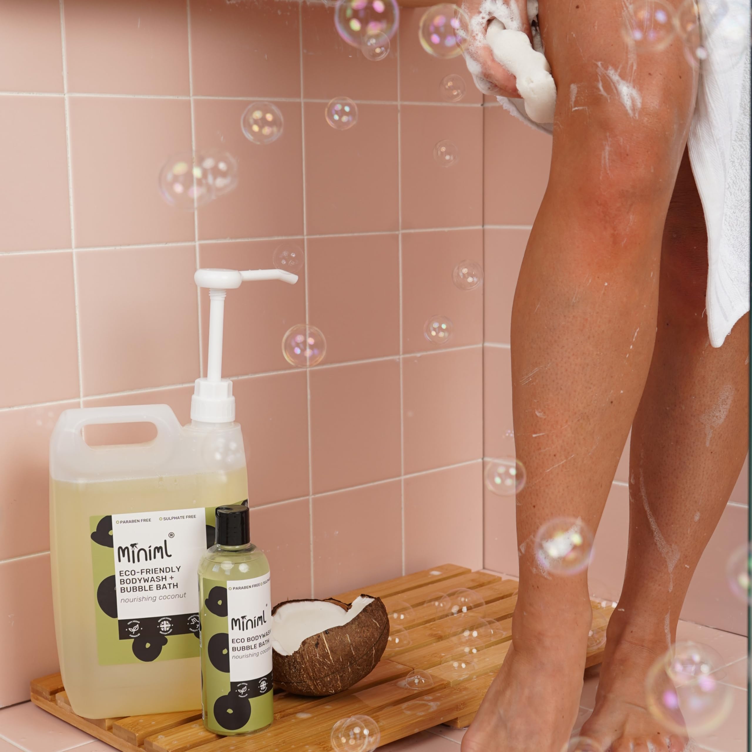 Miniml All Natural Body Wash and Bubble Bath - Moisturising Coconut Scent 500ml 7