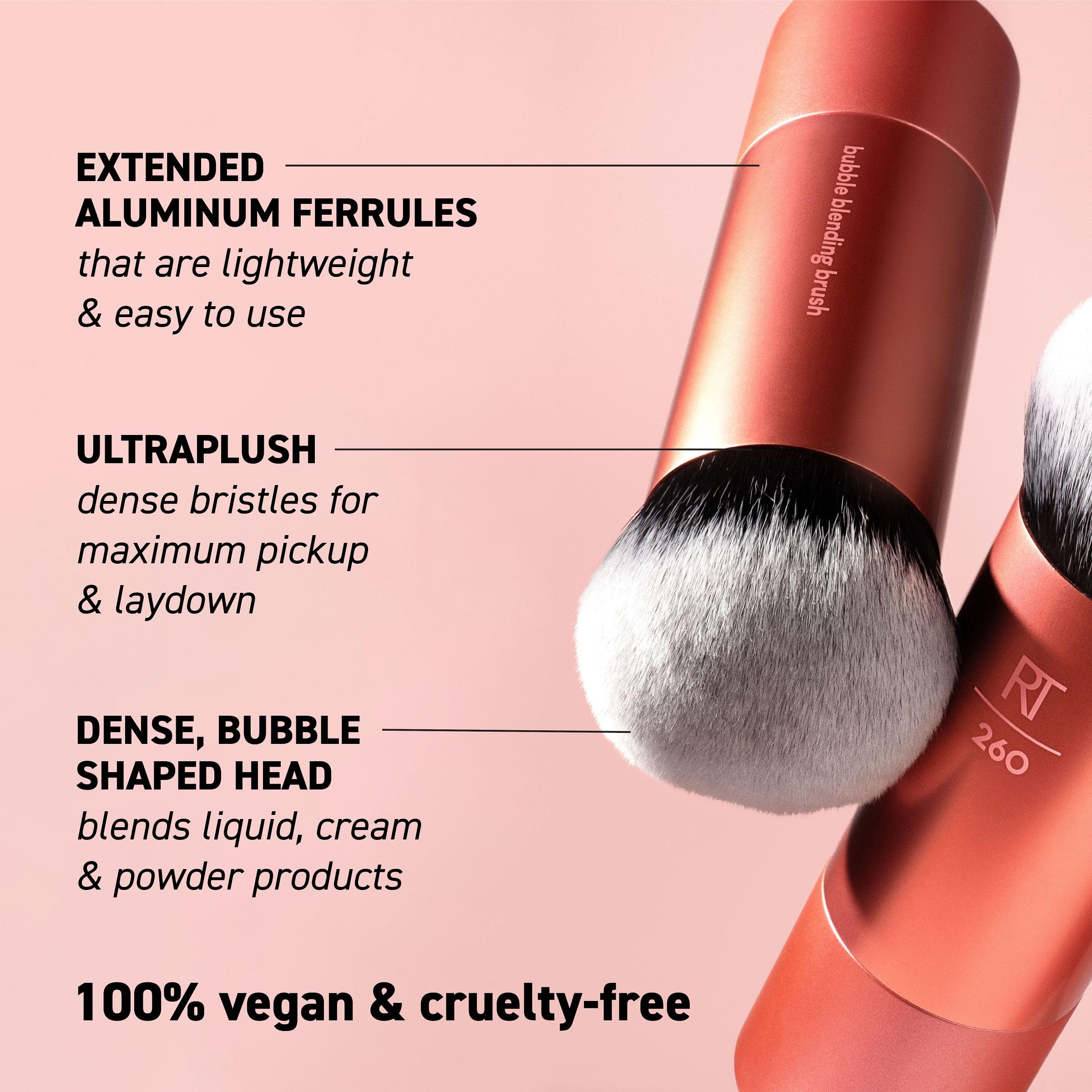 Real Techniques Bubble Blending Makeup Brush, vielseitiger Gesichtspinsel für flüssige, cremige und pudrige Produkte, mit einzigartigem Bläschenkopf, synthetischen Borsten, vegan, tierversuchsfrei, 1 Stück 3