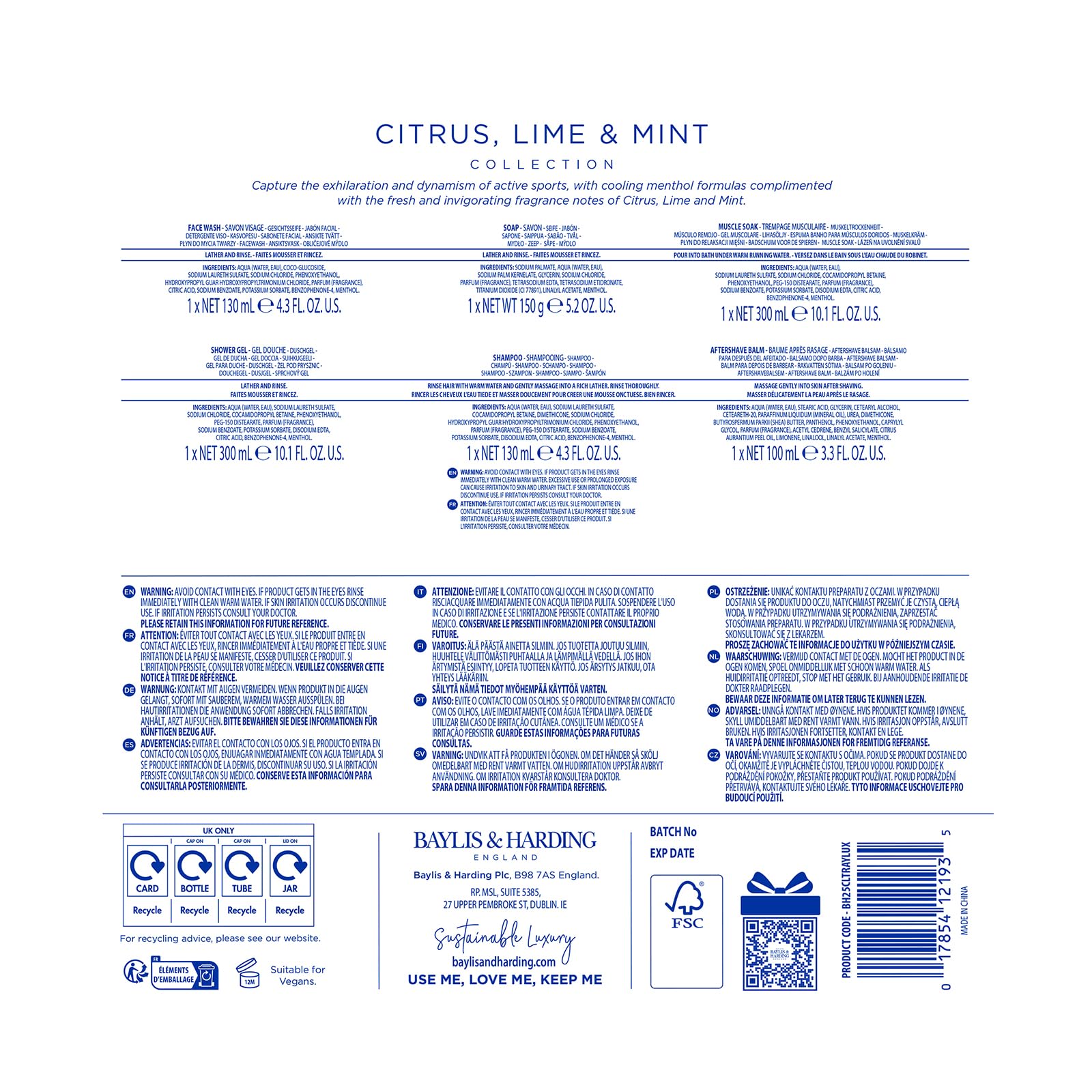 Baylis & Harding Men's Citrus, Lime & Mint Invigorating Shower & Prep Gift Set 7