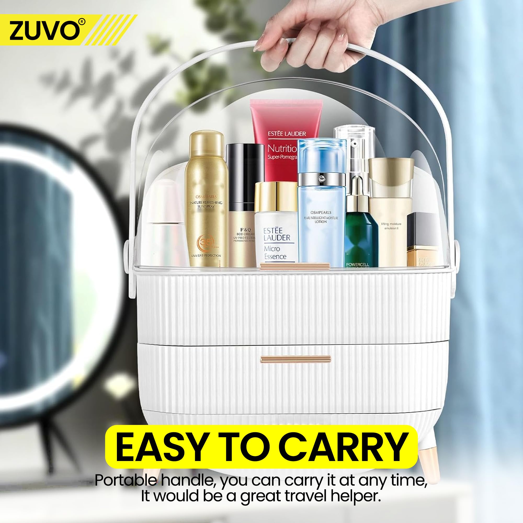 Zuvo Expandable Makeup Organiser with 2 Large Drawers for Skincare & Cosmetics 4