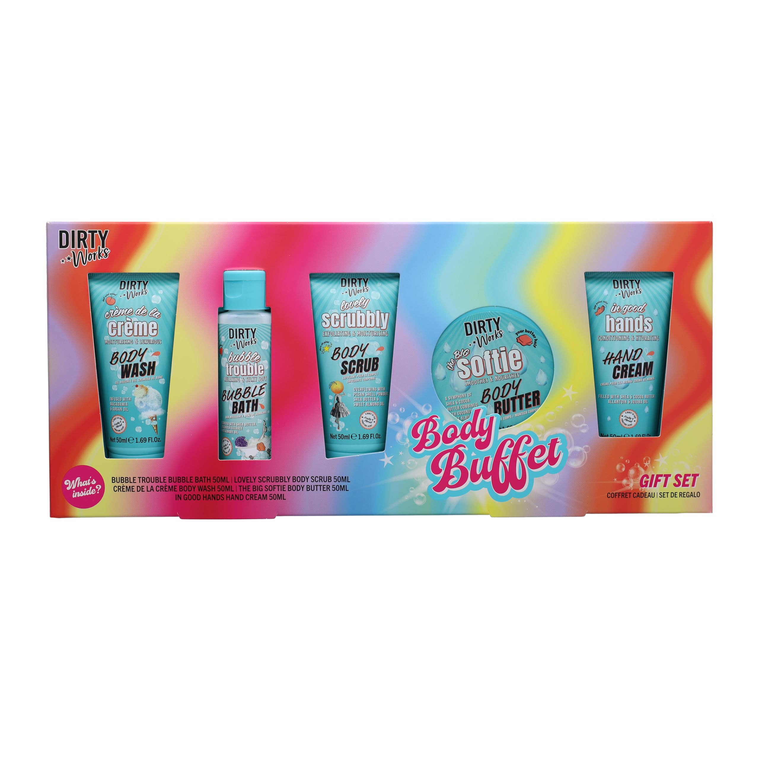 Dirty Works Body Buffet Gift Set: Pampering Bath & Body Skincare Essentials