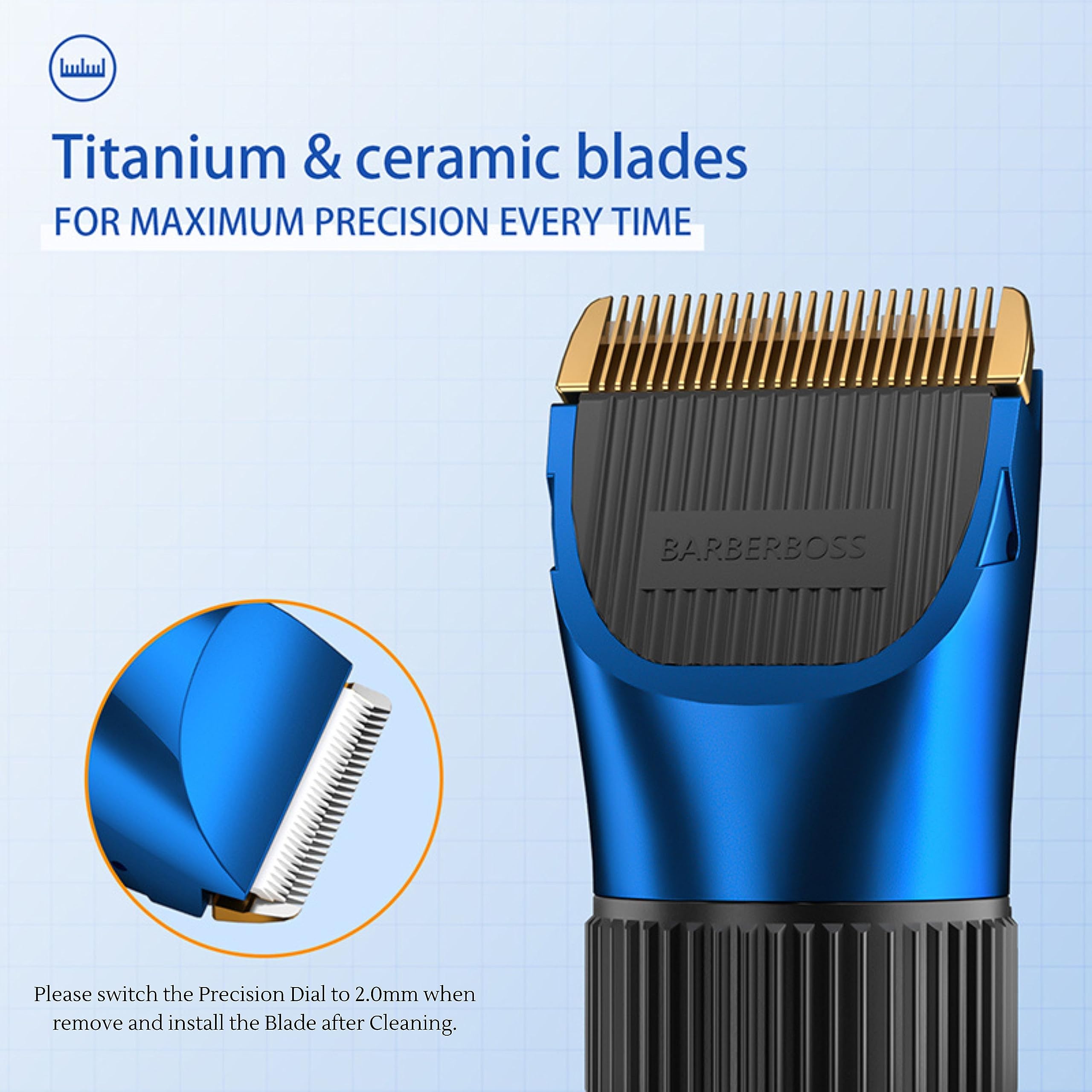 BarberBoss Akku-Bart- und Haartrimmer mit Selbstschärfefunktion, Keramikklingen, L 4