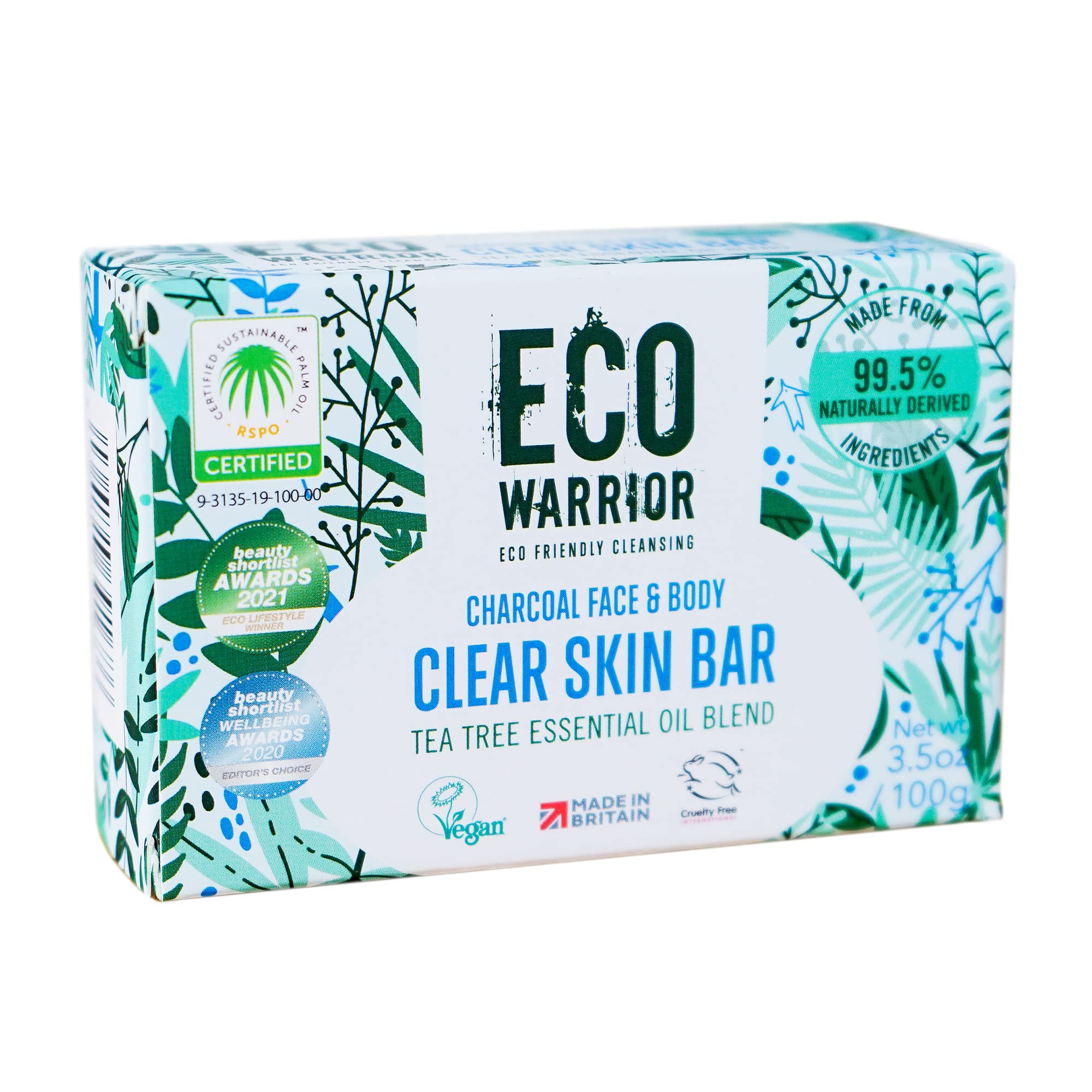 Eco Warrior Charcoal Seife für klare Haut | Vegan, tierversuchsfrei, umweltfreundlich