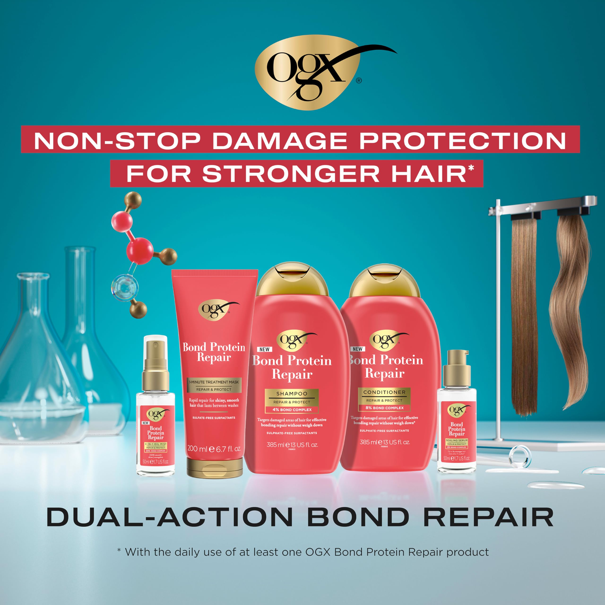 OGX Bond Protein Repair Conditioner with 8% Bond Complex for Damaged Hair, 385ml 5
