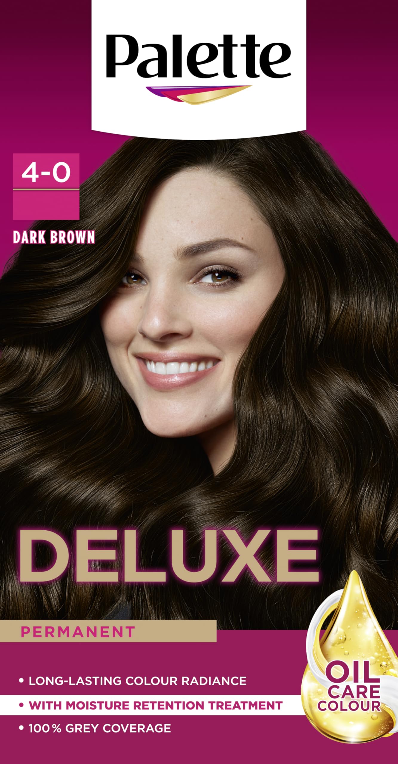 Palette Deluxe Crème Colouration 4-0 Dark Brown Permanent Hair Dye with Moisture Retention Treatment