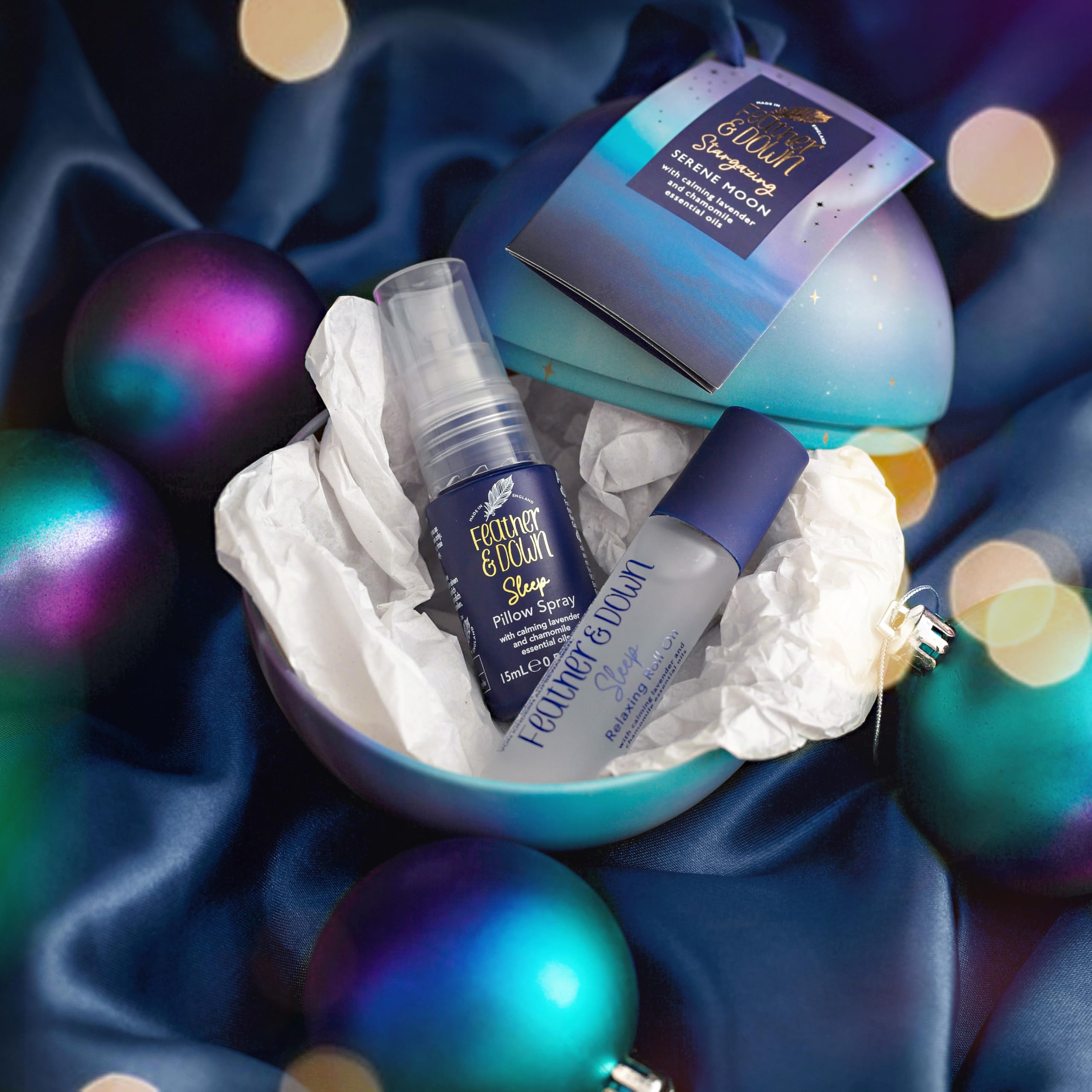 Feather & Down Serene Moon Sleep Gift Set: Relaxing Roll-On & Award-Winning Pillow Spray