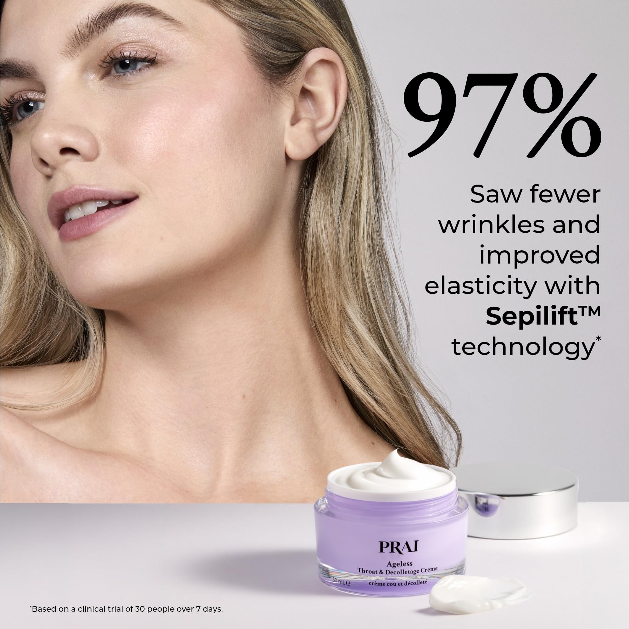 PRAI Ageless Hals- und Dekolletécreme 50 ml – Anti-Aging- und kollagenfördernde Hautpflegecreme – Strafft und festigt die Haut, reduziert Falten – Luxuriöse Halspflege mit Hyaluronsäure – Sichtbare Ergebnisse in 7 Tagen 4