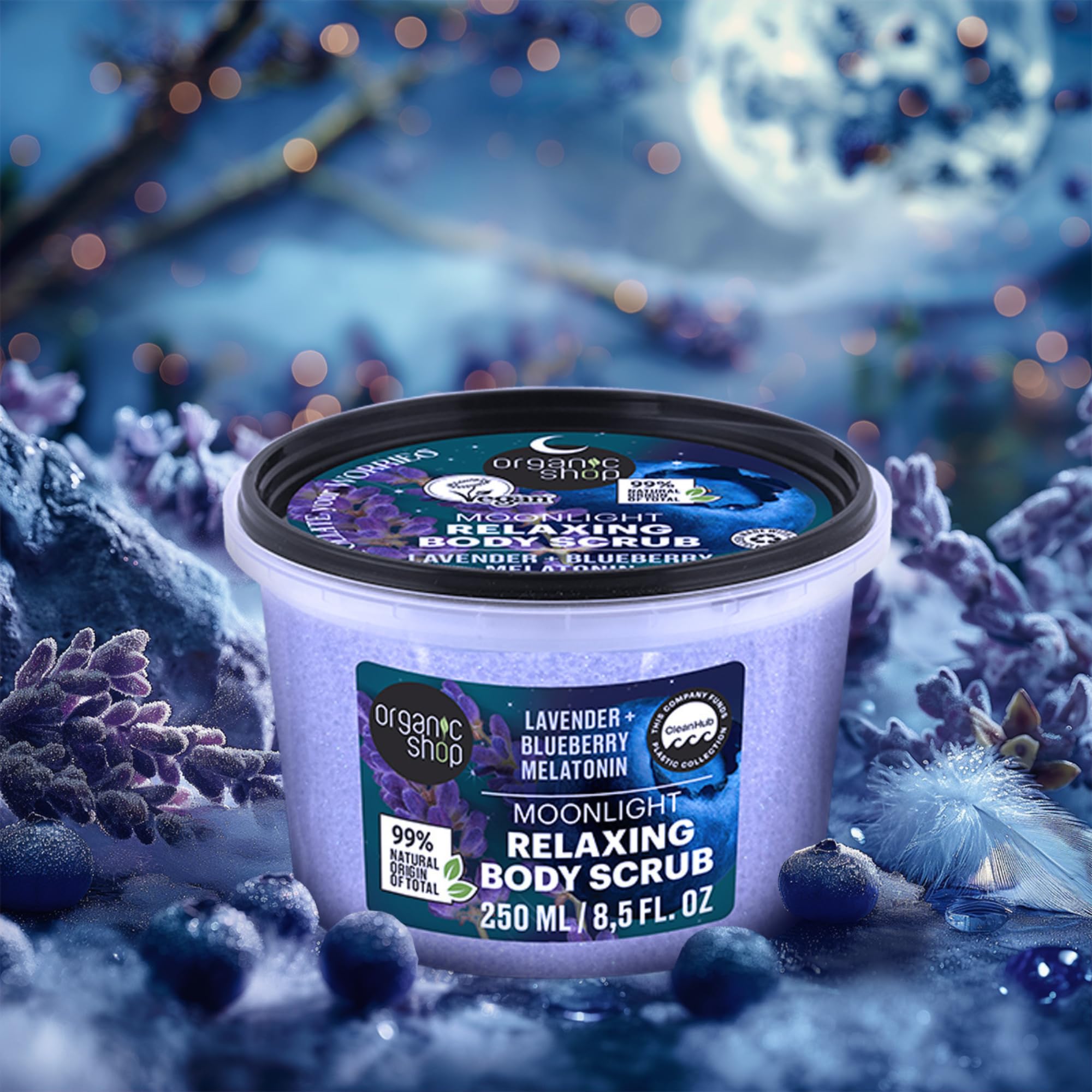 Organic Shop Moonlight Relaxing Body Scrub with Lavender, Blueberry & Melatonin (250ml) 4