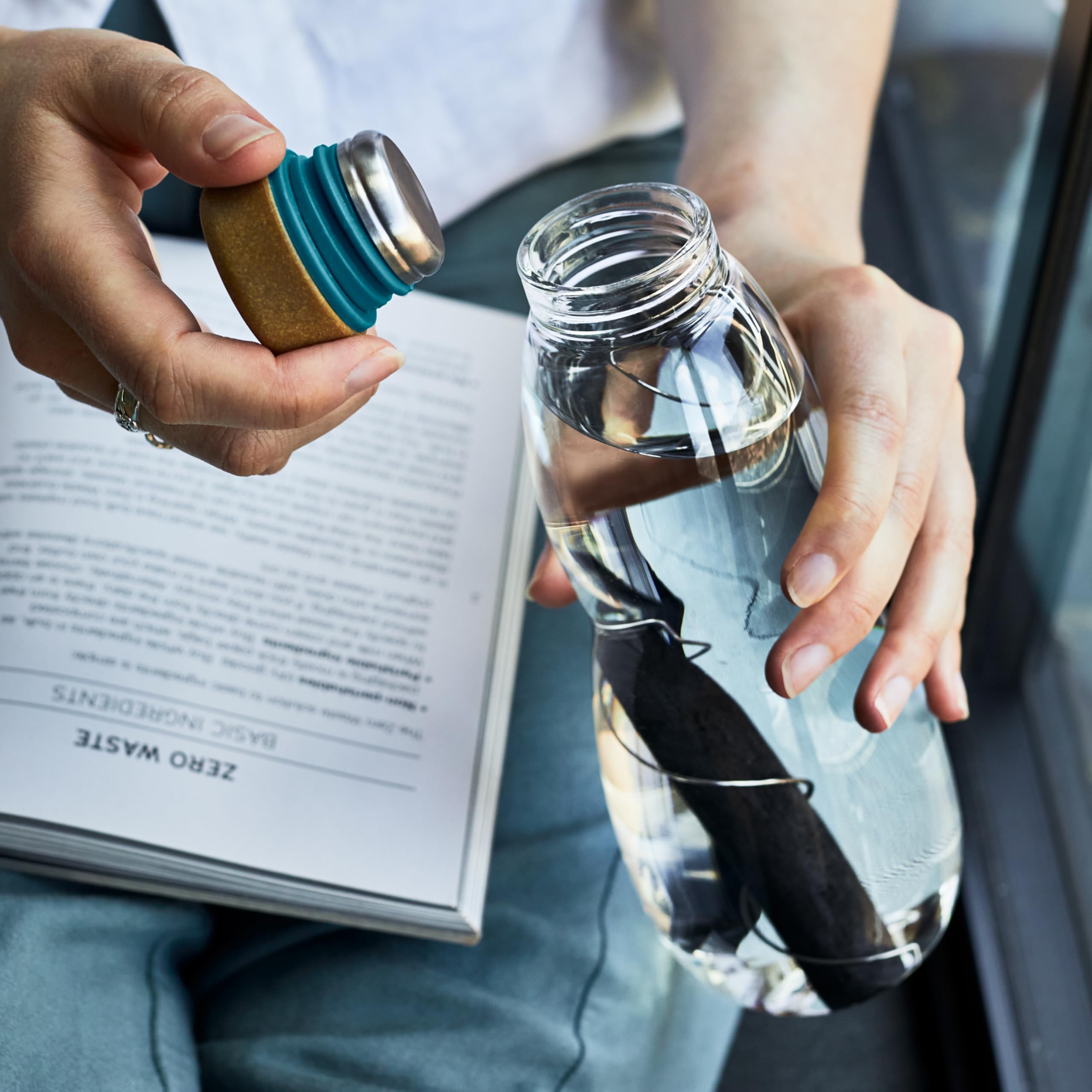 BLACK + BLUM Eau Good Glass Water Bottle with Charcoal Filtration 4