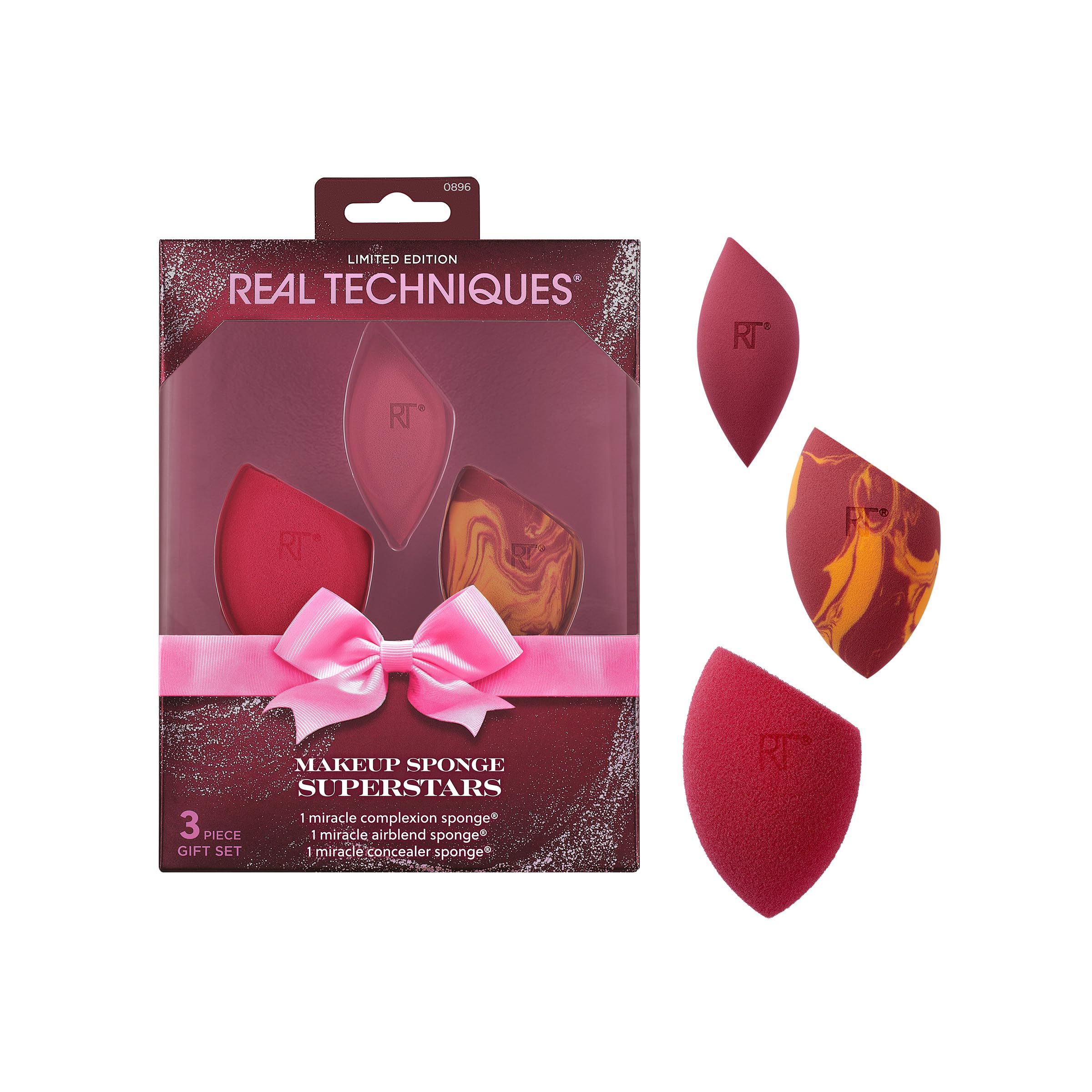 Real Techniques Makeup Sponge Superstars 3-Piece Set: Miracle Complexion, Airblend & Concealer Tools