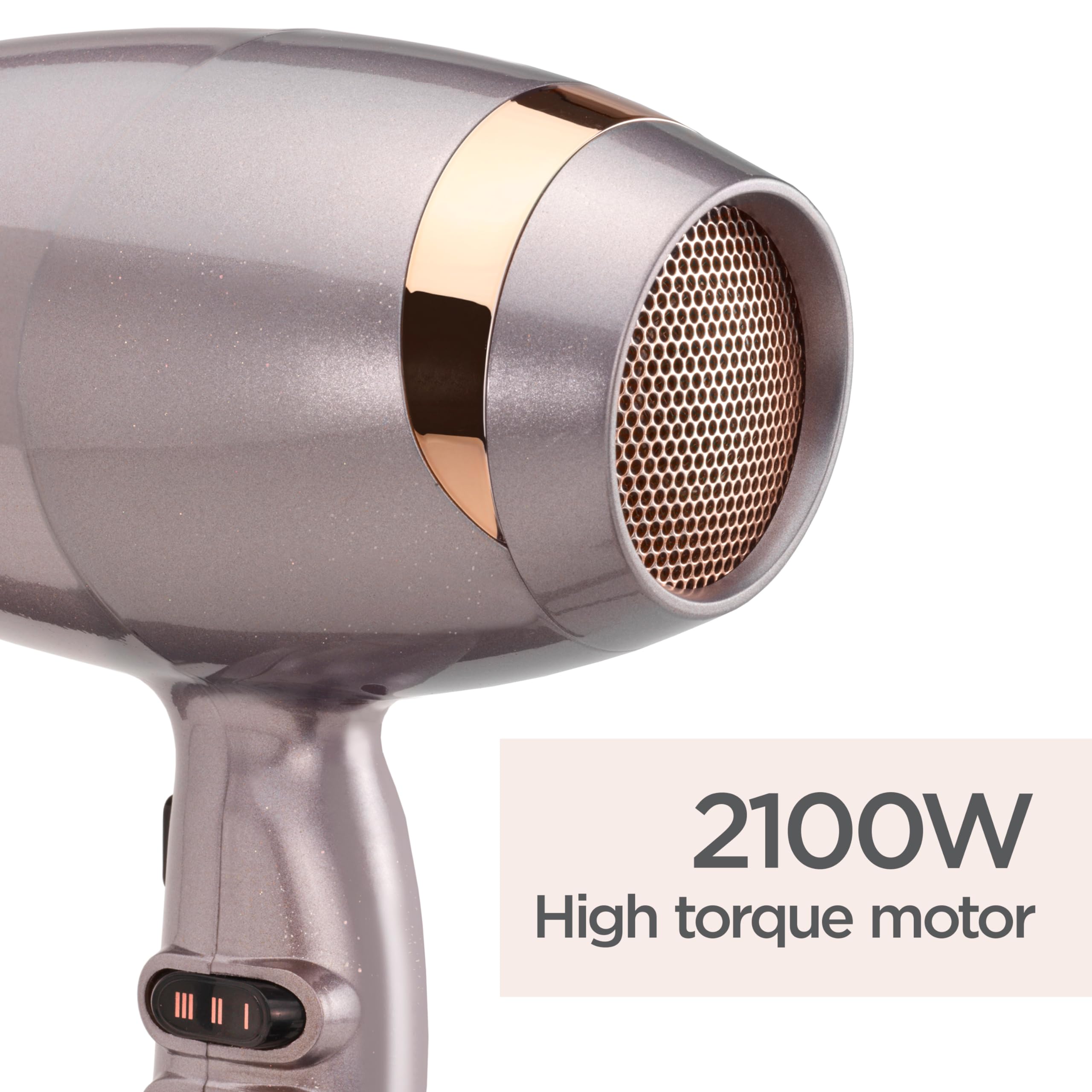 BaByliss Shimmer Haartrockner – 2100 W Professioneller Ionen-Haartrockner, leichter Reisehaartrockner, schnelltrocknender Keramik-Haartrockner, 3 Heiz- und 2 Gebläsestufen, Silber, 5336BU 5