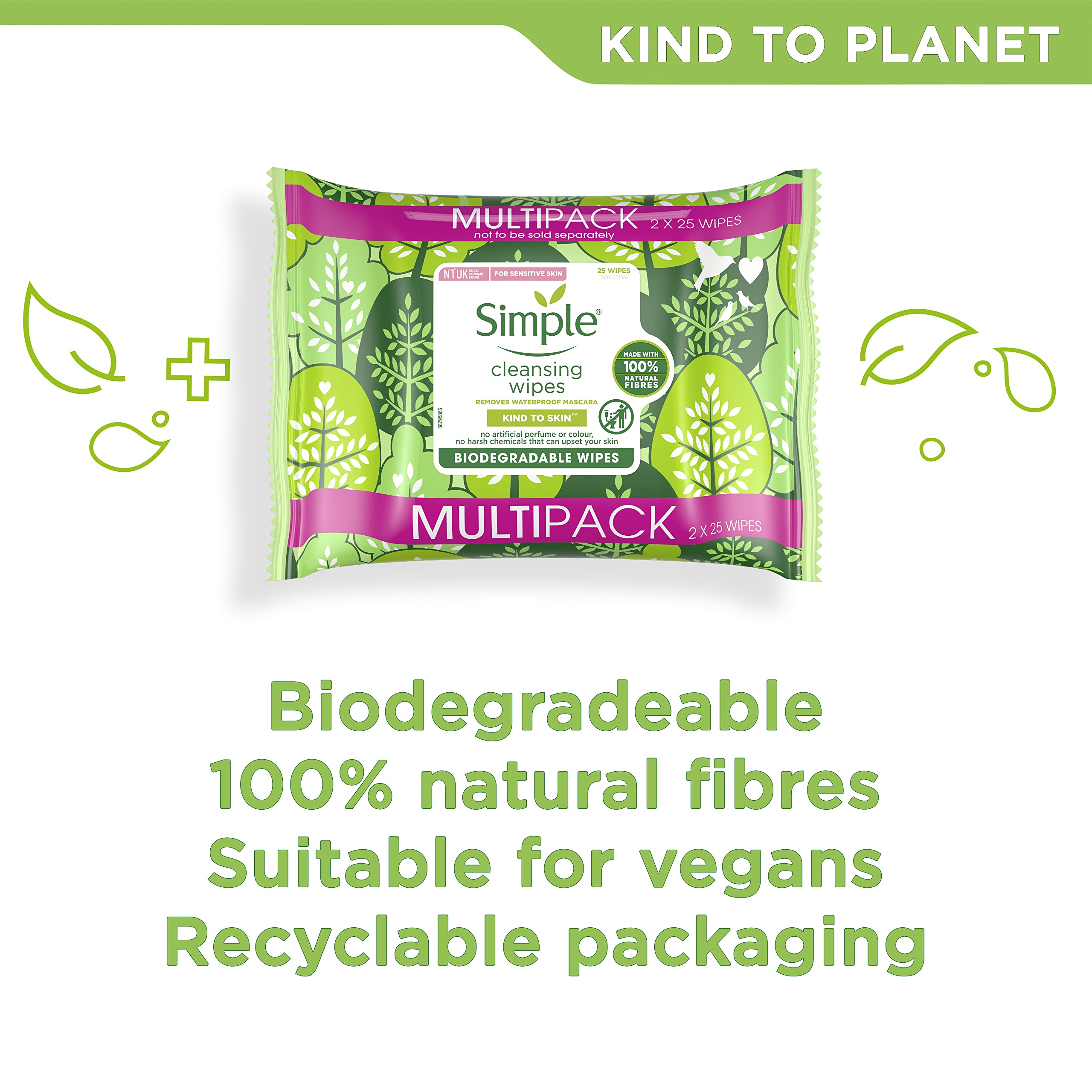 Simple Kind to Skin Biodegradable Cleansing Wipes for Sensitive Skin 5