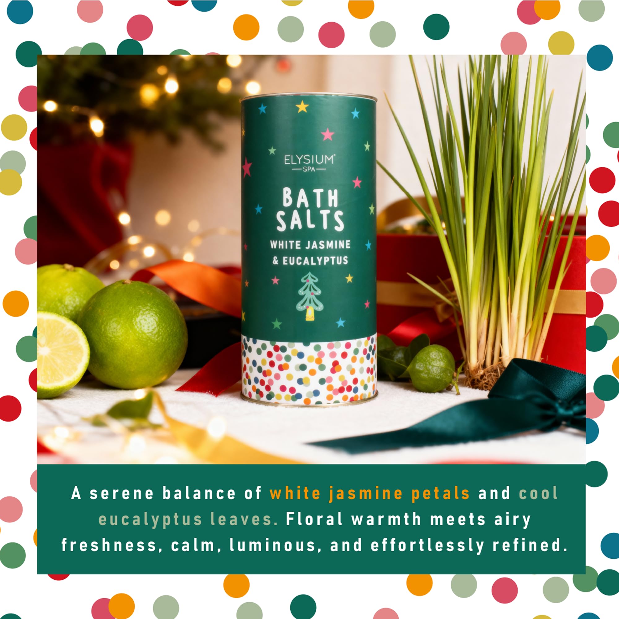 Elysium Spa Festive Bath Salts (600g) - Bergamot, Vetiver, Jasmine & Eucalyptus 3