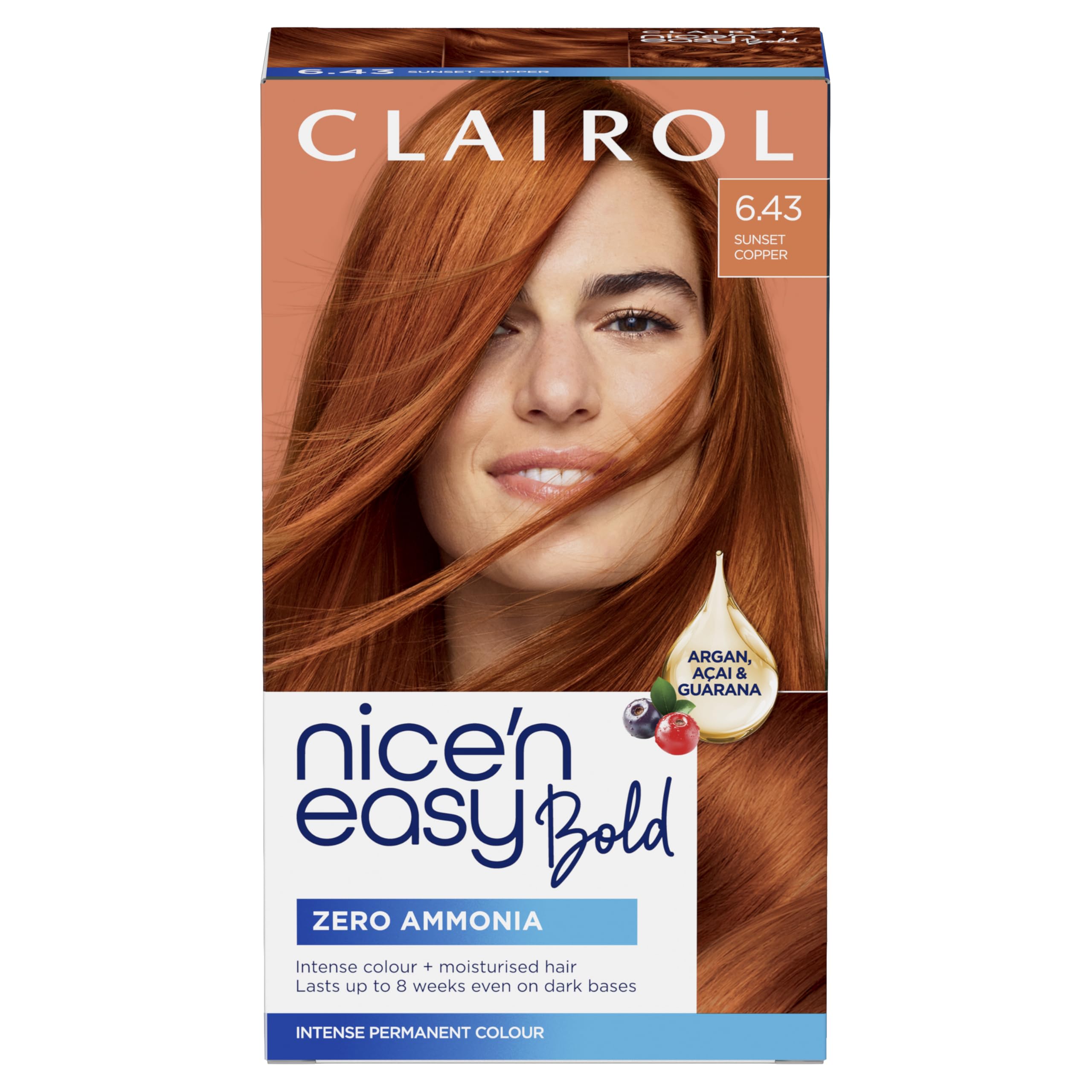 Clairol Nice N Easy Bold Permanent Hair Dye 6.43 Sunset Copper Zero Ammonia