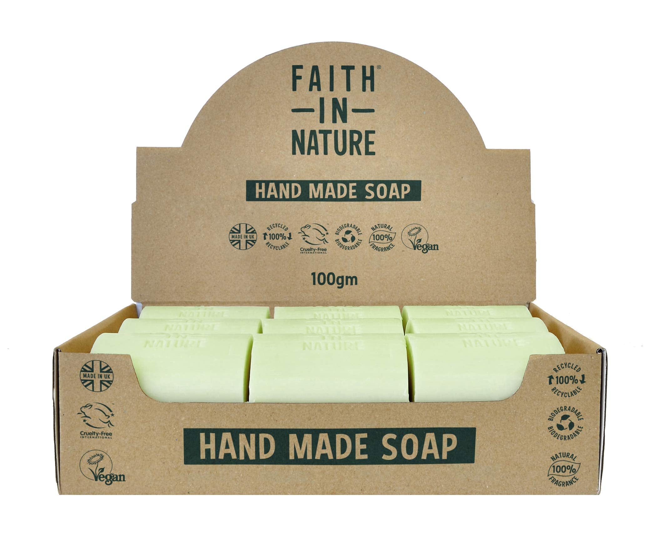 FAITH IN NATURE Aloe Vera Hand Soap Bar Box Set, Rejuvenating, Vegan & Cruelty Free, 18 x 100g