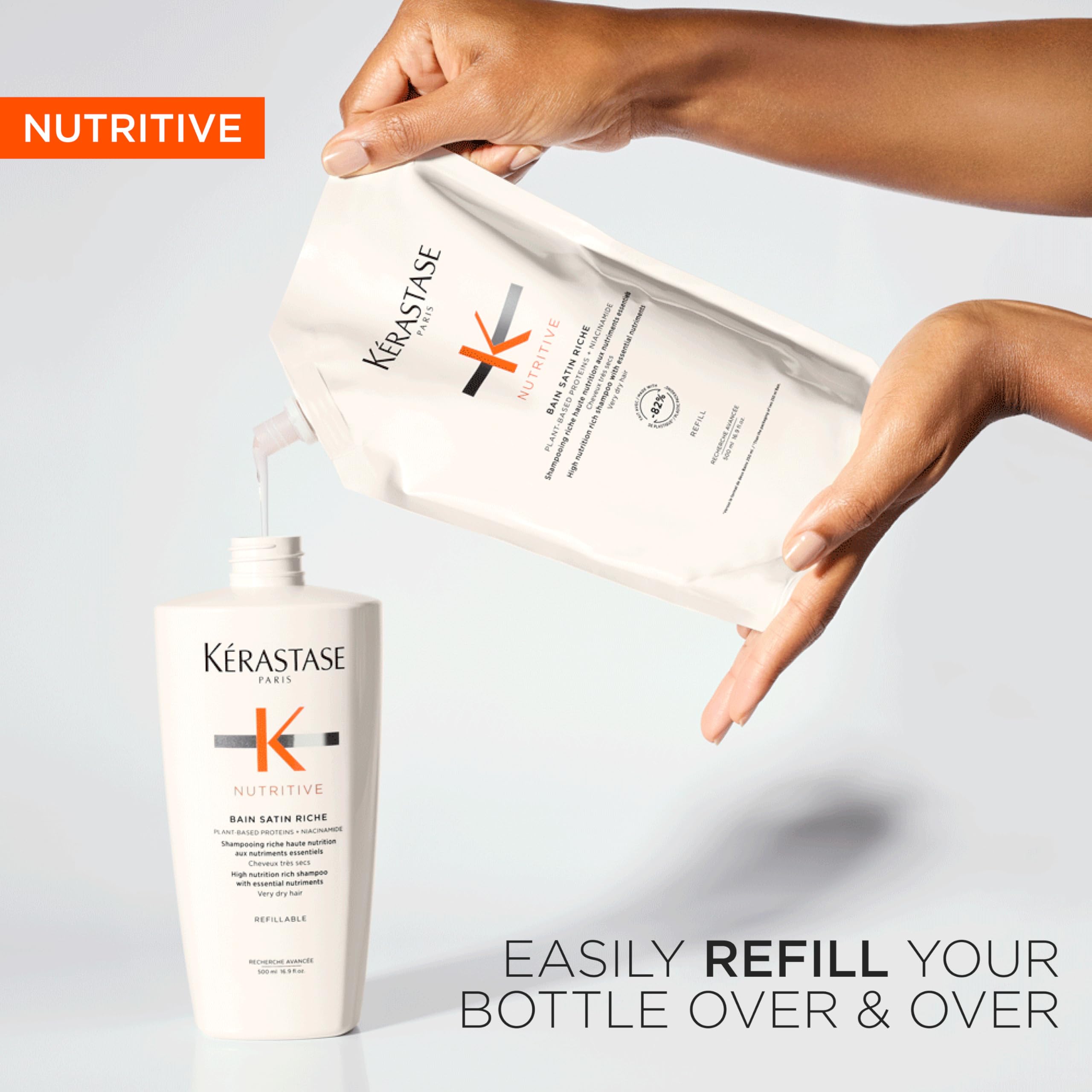 Kérastase Nutritive Bain Satin Gentle Hydrating Shampoo Refill, 500ml, with Niacinamide 3