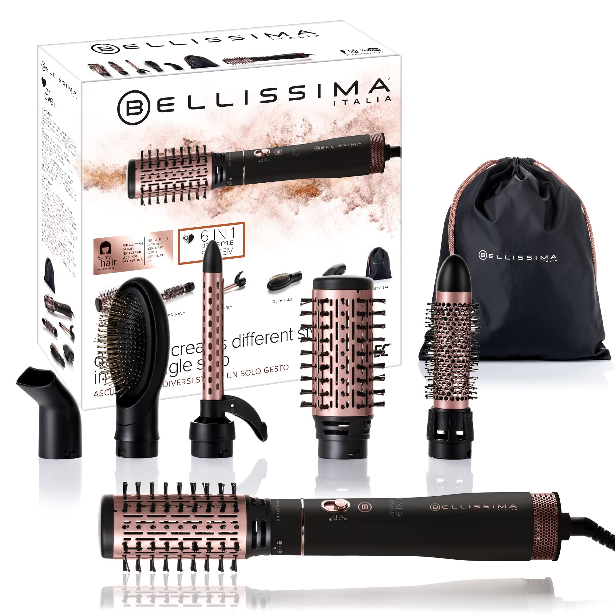 BELLISSIMA 6-in-1 Hot Air Styler & Volumiser Hair Dryer Brush with Ionic Technology