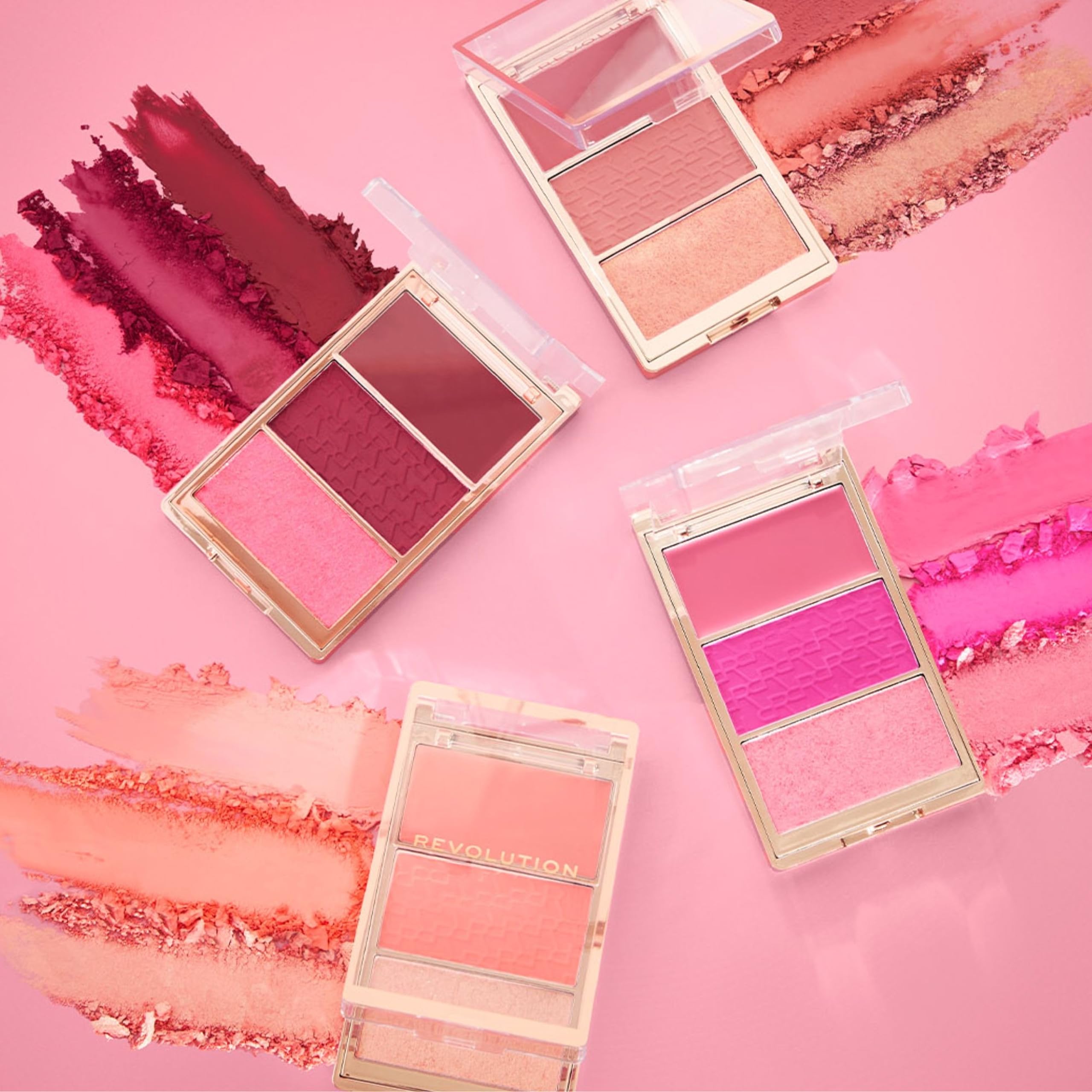 Makeup Revolution Blush Icon Palette: Cream & Pressed Powder Blusher Trio with Hyaluronic Acid 6