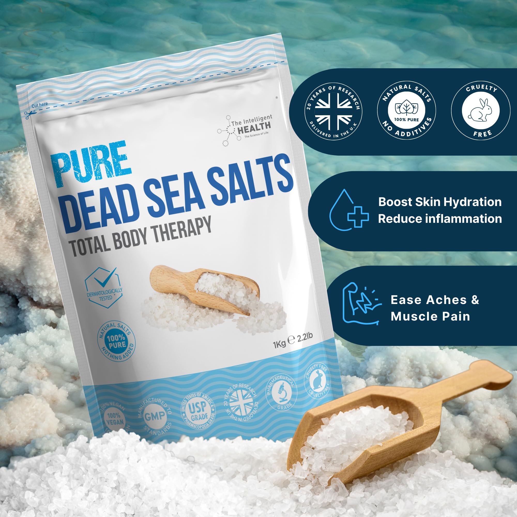 Reines Totes-Meer-Salz – Premium-Badesalz für Muskelregeneration und Entspannung, luxuriöses Totes-Meer-Salz für Bäder zur ganzheitlichen Körpertherapie, 1 kg 5