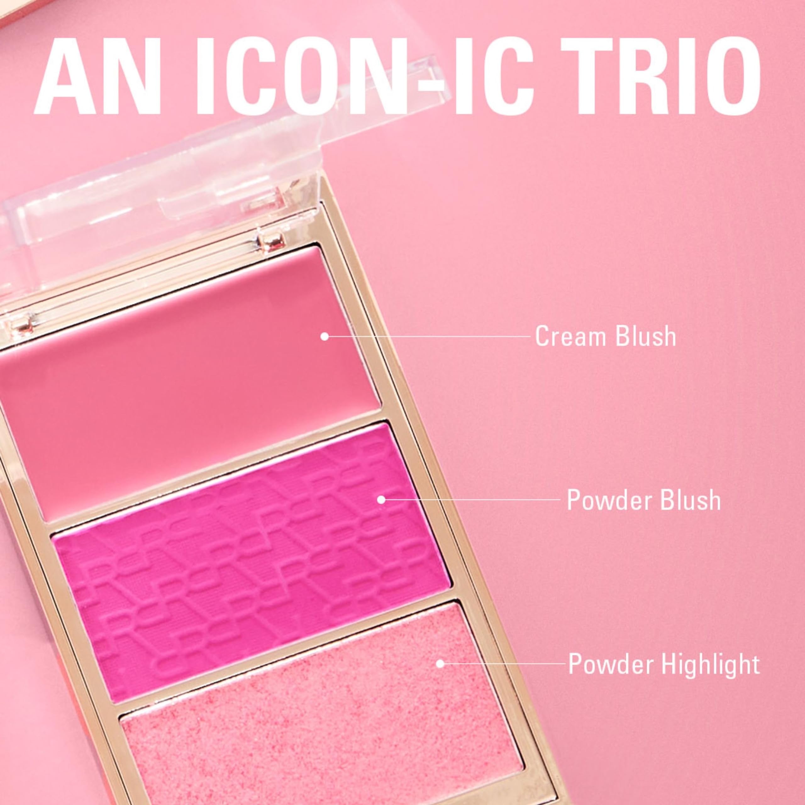 Makeup Revolution Blush Icon Palette: Cream & Pressed Powder Blusher Trio with Hyaluronic Acid 5
