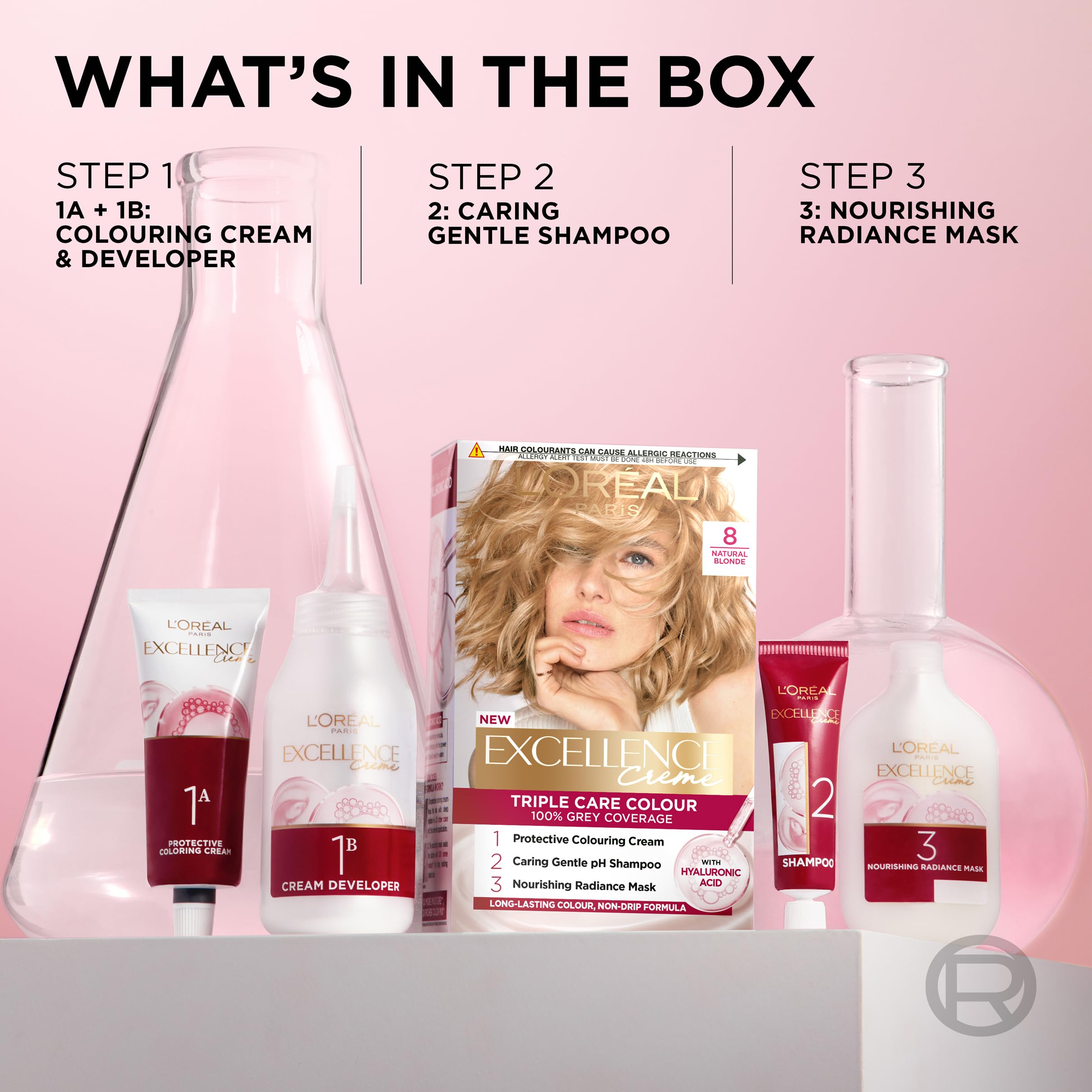 L'Oréal Excellence Crème Permanent Hair Colour 8.1 Natural Beige Blonde with Hyaluronic Acid 6