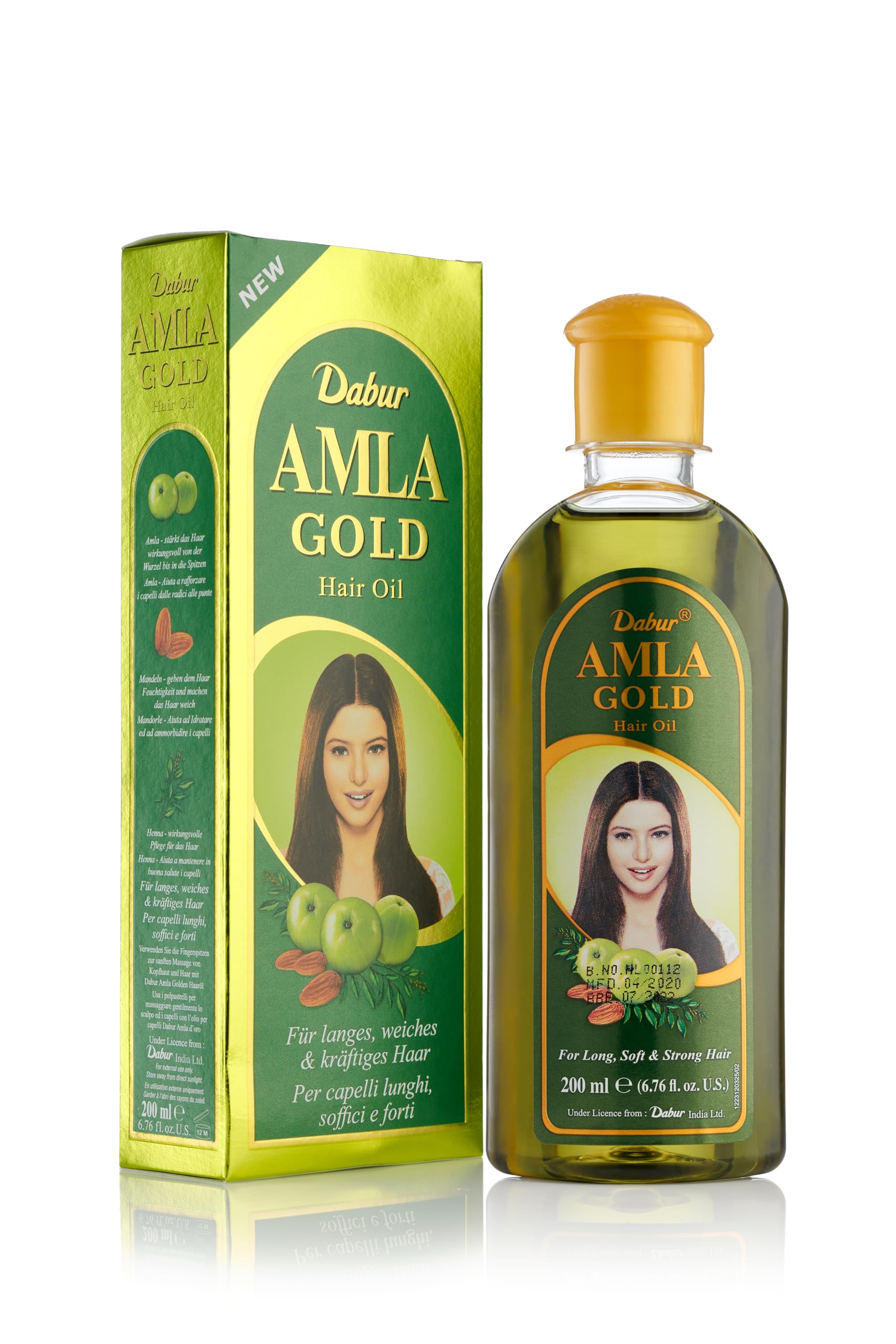 Dabur Amla Gold Haaröl – 200 ml, für langes, weiches und kräftiges Haar, angereichert mit P 1