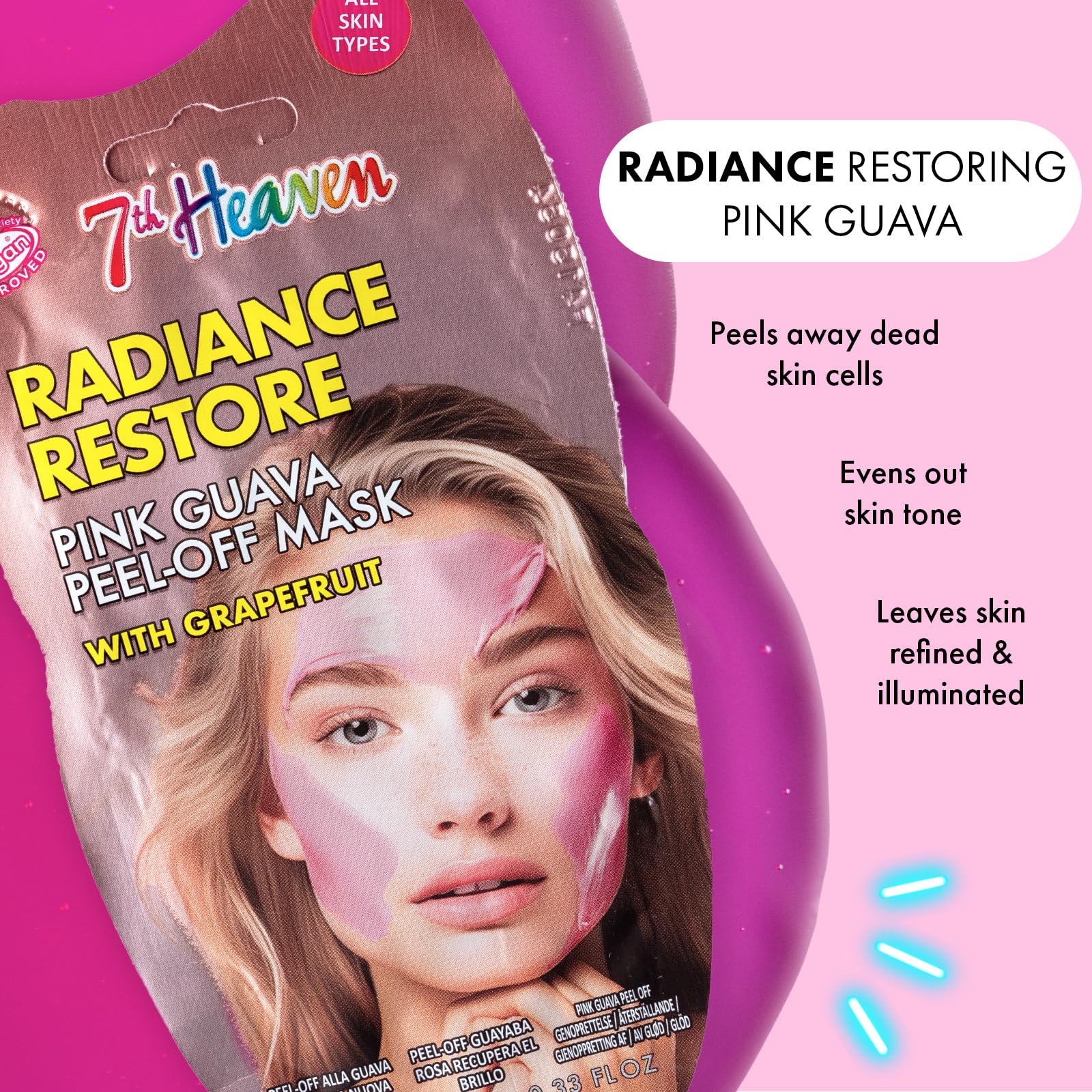 7th Heaven Pink Guava Peel Off Face Mask with Grapefruit for Radiance Restore 4