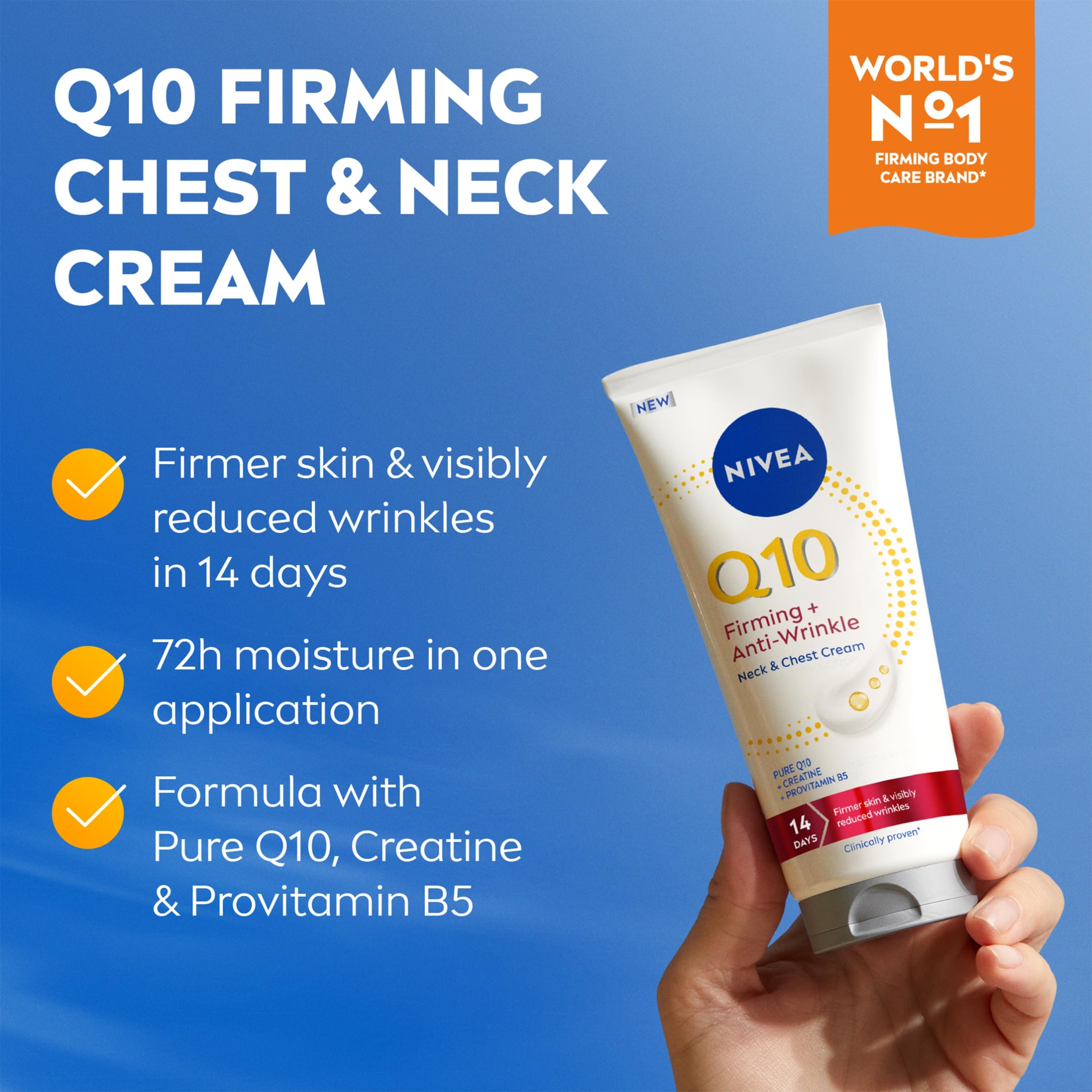 NIVEA Q10 Firming + Anti-Wrinkle Body Cream for Neck & Chest Moisturiser 200ml