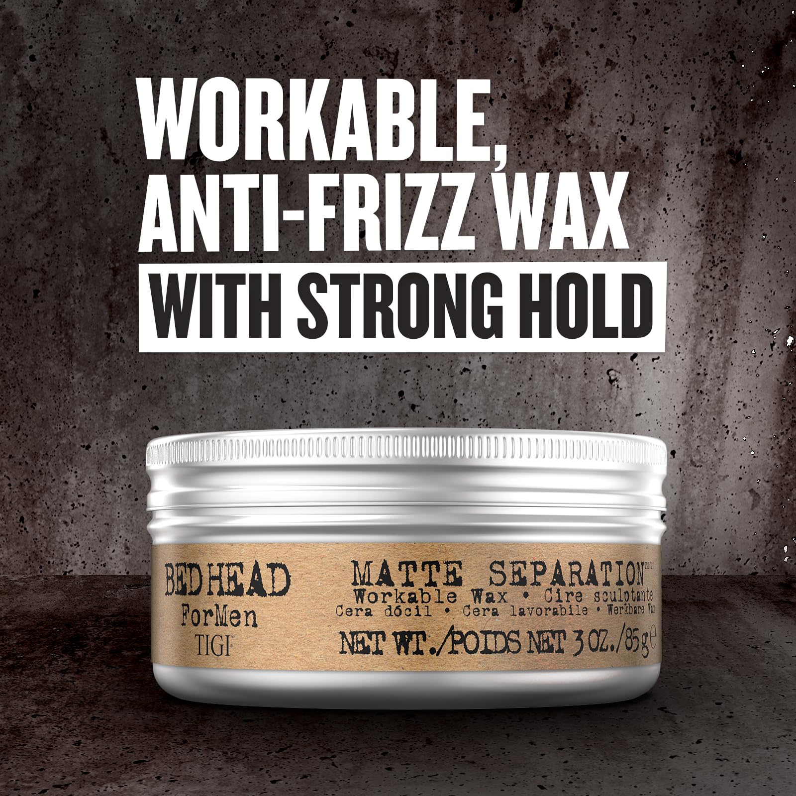 Bed Head For Men von TIGI – Mattes, formbares Haarwachs – Professionelles Haarwachs mit starkem Halt – Haarstylingprodukt mit Bienenwachs – Für kurzes bis mittellanges Haar – 85 g