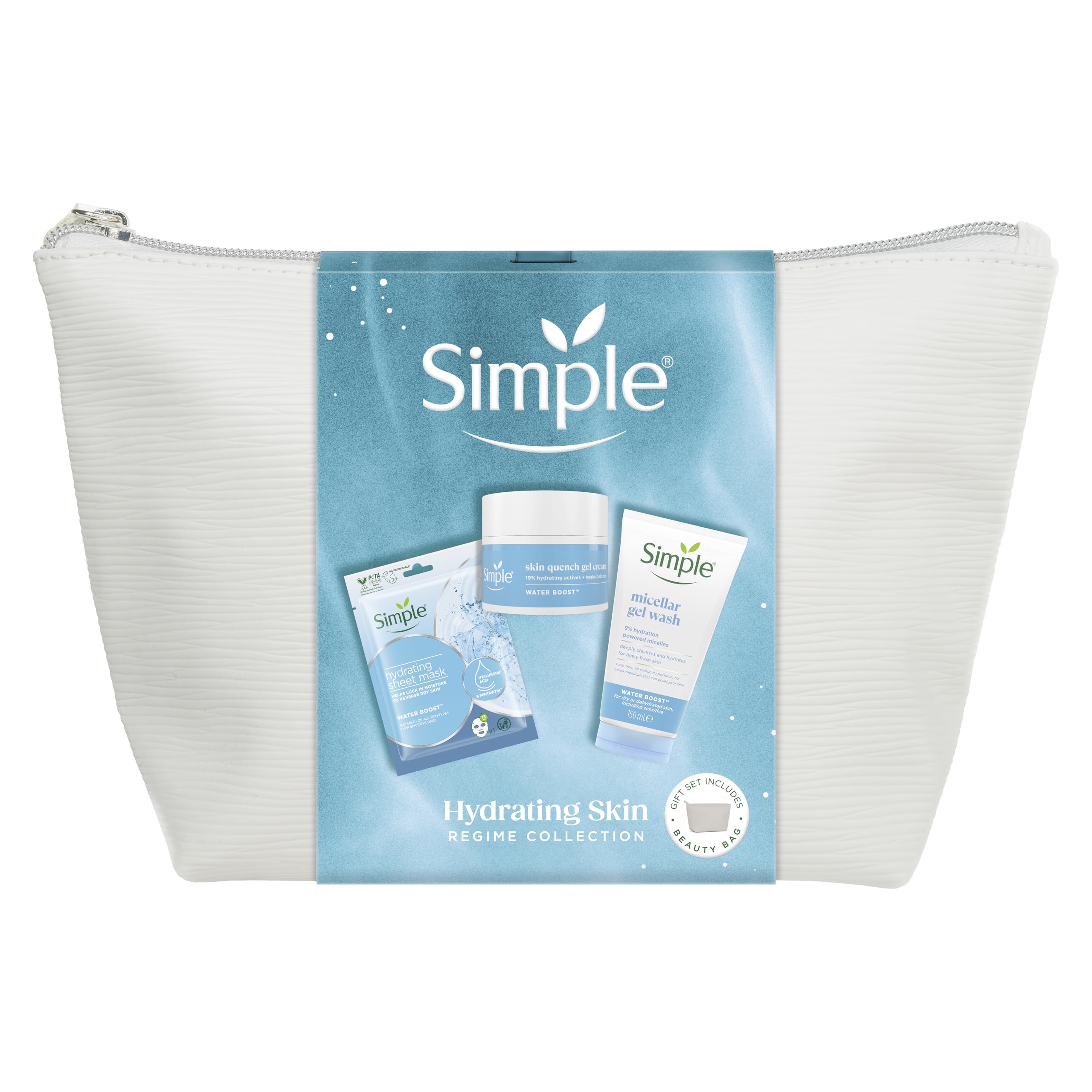 Simple Hydrating Skin Regime Gift Set with Gel Wash, Sheet Mask, and Gel Cream