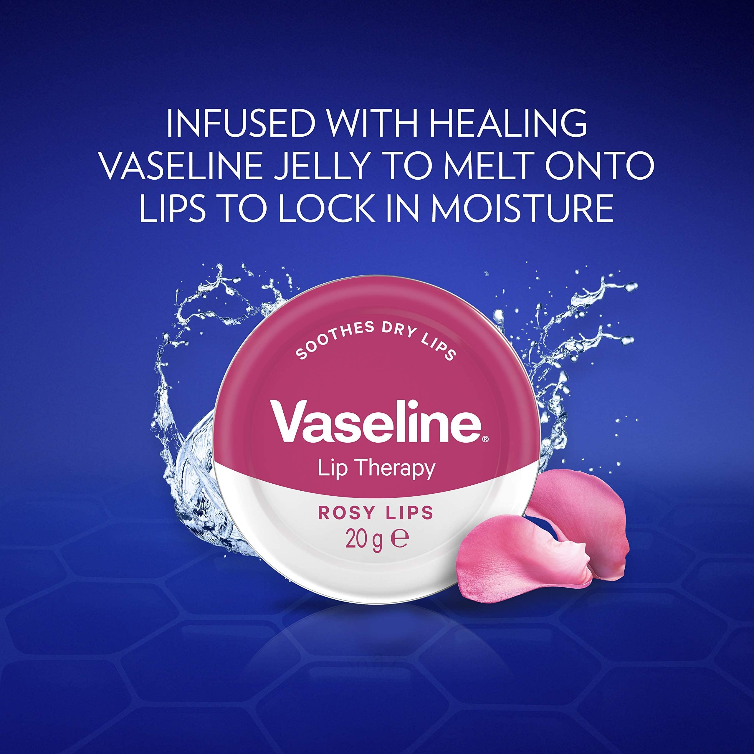 Vaseline Lip Therapy Rosy Lips Balm Tin with 3x Purified Petroleum Jelly