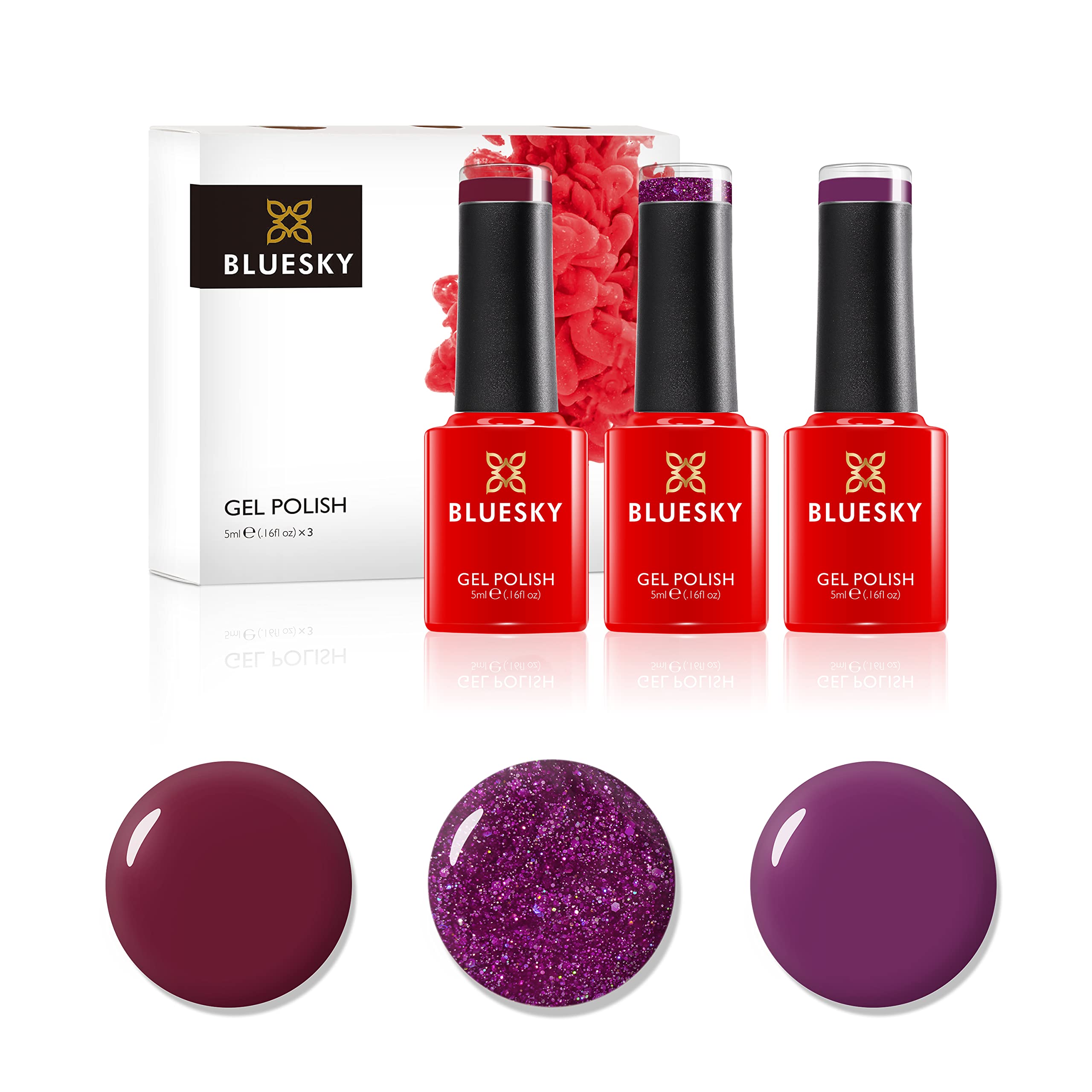 BLUESKY Gel Nail Polish Set - Vampy Reds Trio (Independent Woman Blz28)