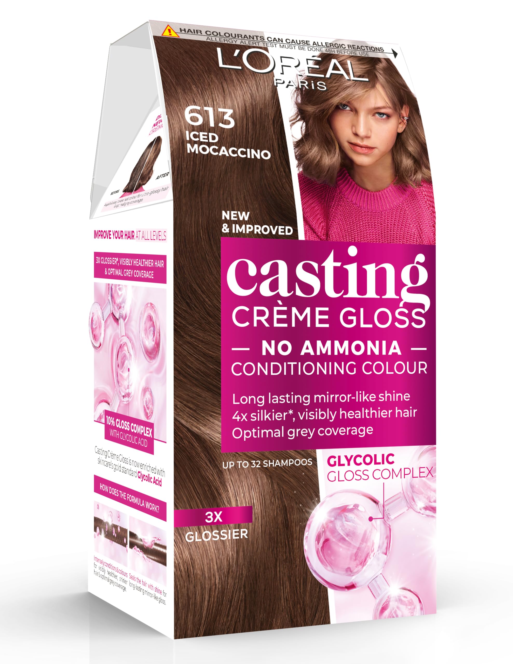 L'Oréal Paris Casting Crème Gloss Semi-Permanent Hair Dye 613 Iced Moccachino No-Ammonia