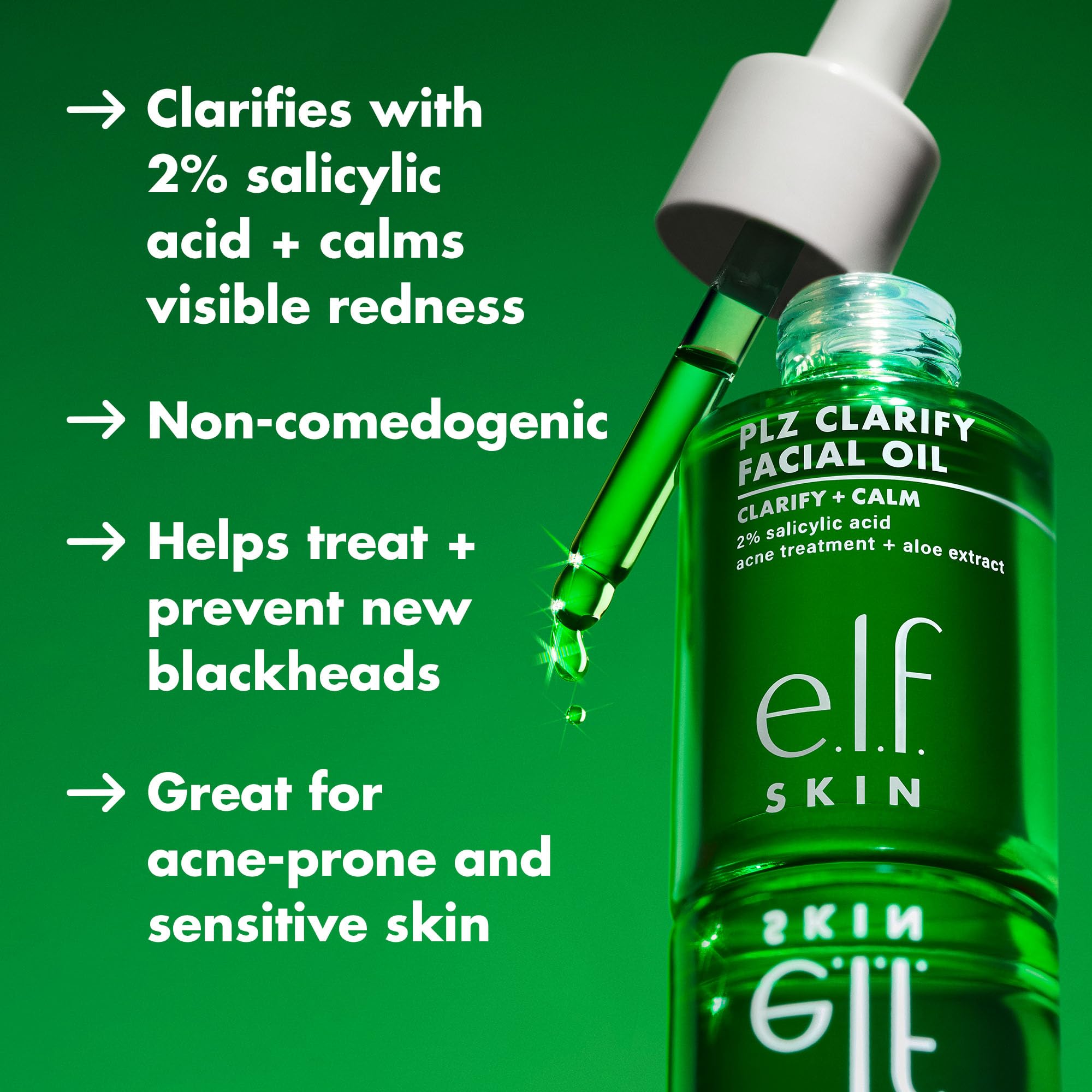 e.l.f. SKIN PLZ Clarify Facial Oil with 2% BHA for Spot Treatment and Pore Clarity 3