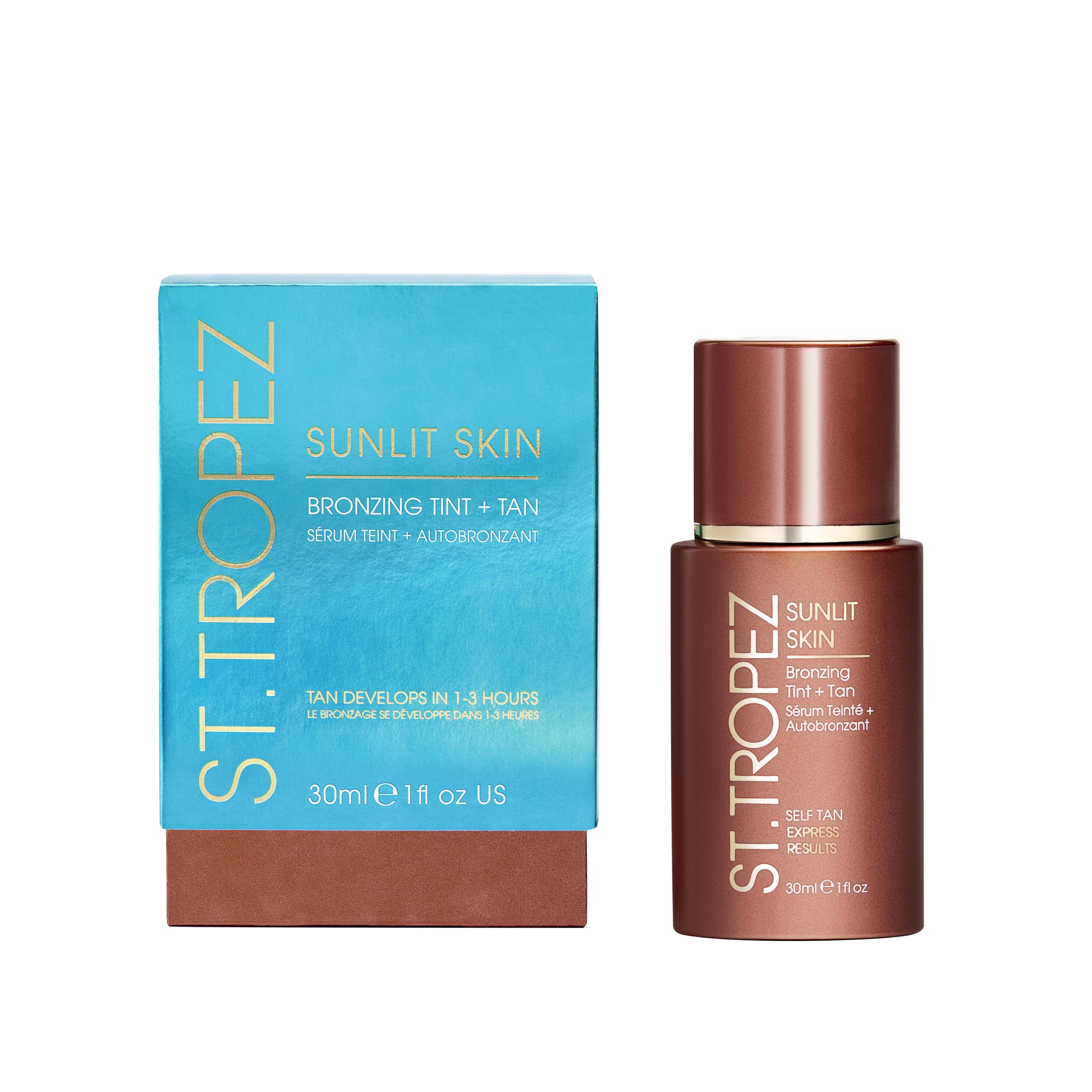 St.Tropez Sunlit Skin Self Tan Express for Face - Instant Bronzy Glow & Medium Tan