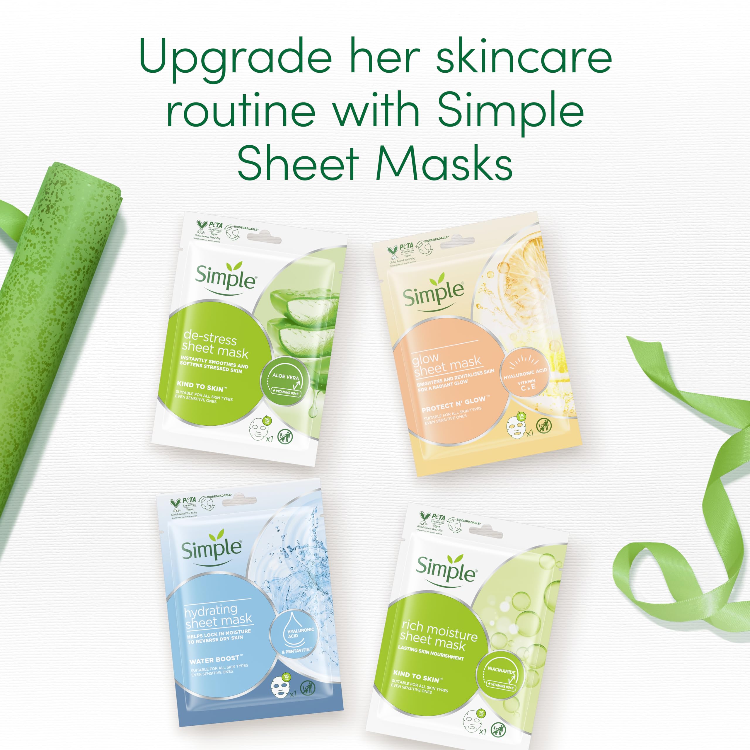 Simple Sheet Mask Collection Gift Set with 4 Favourite Masks and Accessories 3