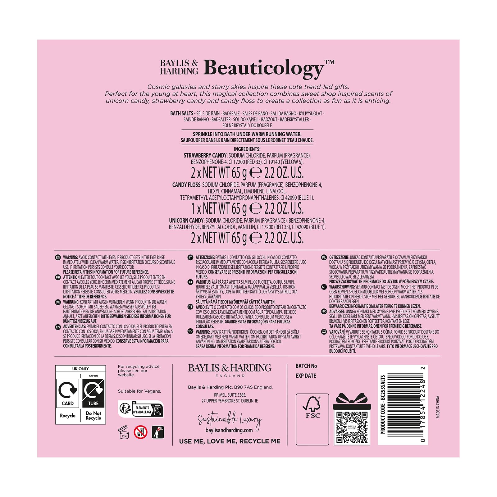 Baylis & Harding Beauticology Cosmic Sprinkled with Love Vegan Bath Salts Gift Set 7