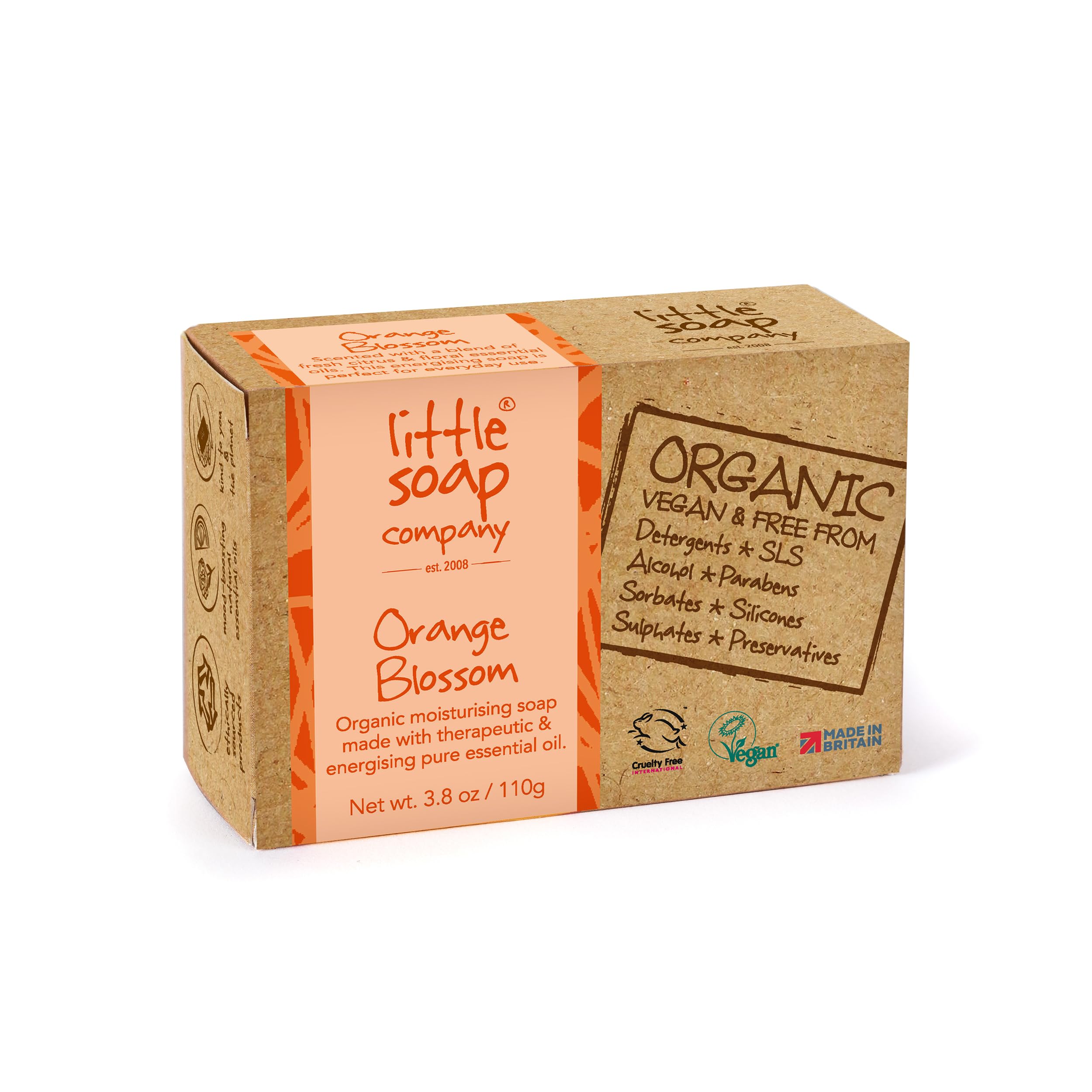 Little Soap Company Organic Orange Blossom Soap Bar (110g) | Vegan, Natural, Eco Friendly