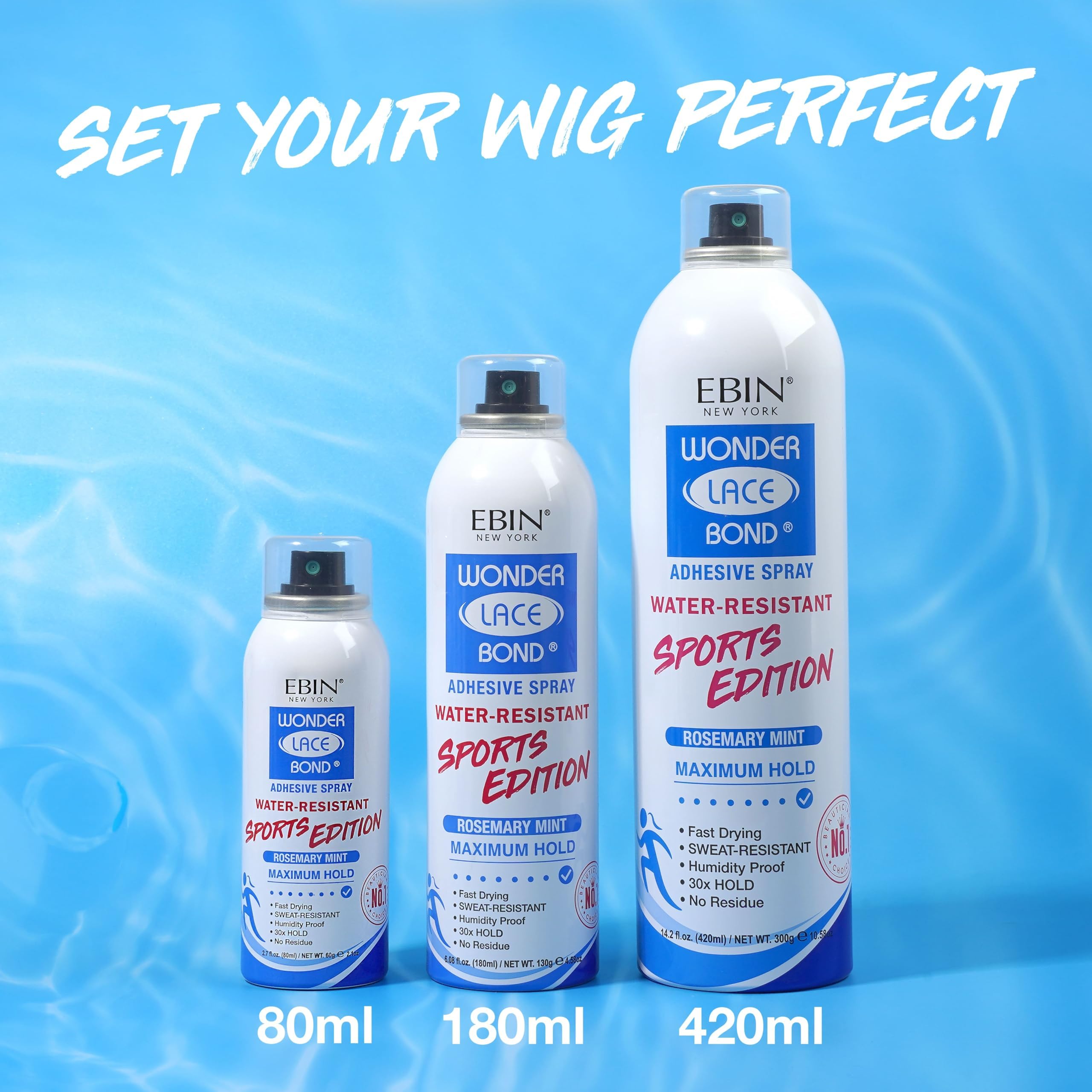 EBIN NEW YORK Wonder Lace Bond Adhesive Spray Sports Edition for Extra Firm, Sweat-Resistant Wig Hold 80 ml 5