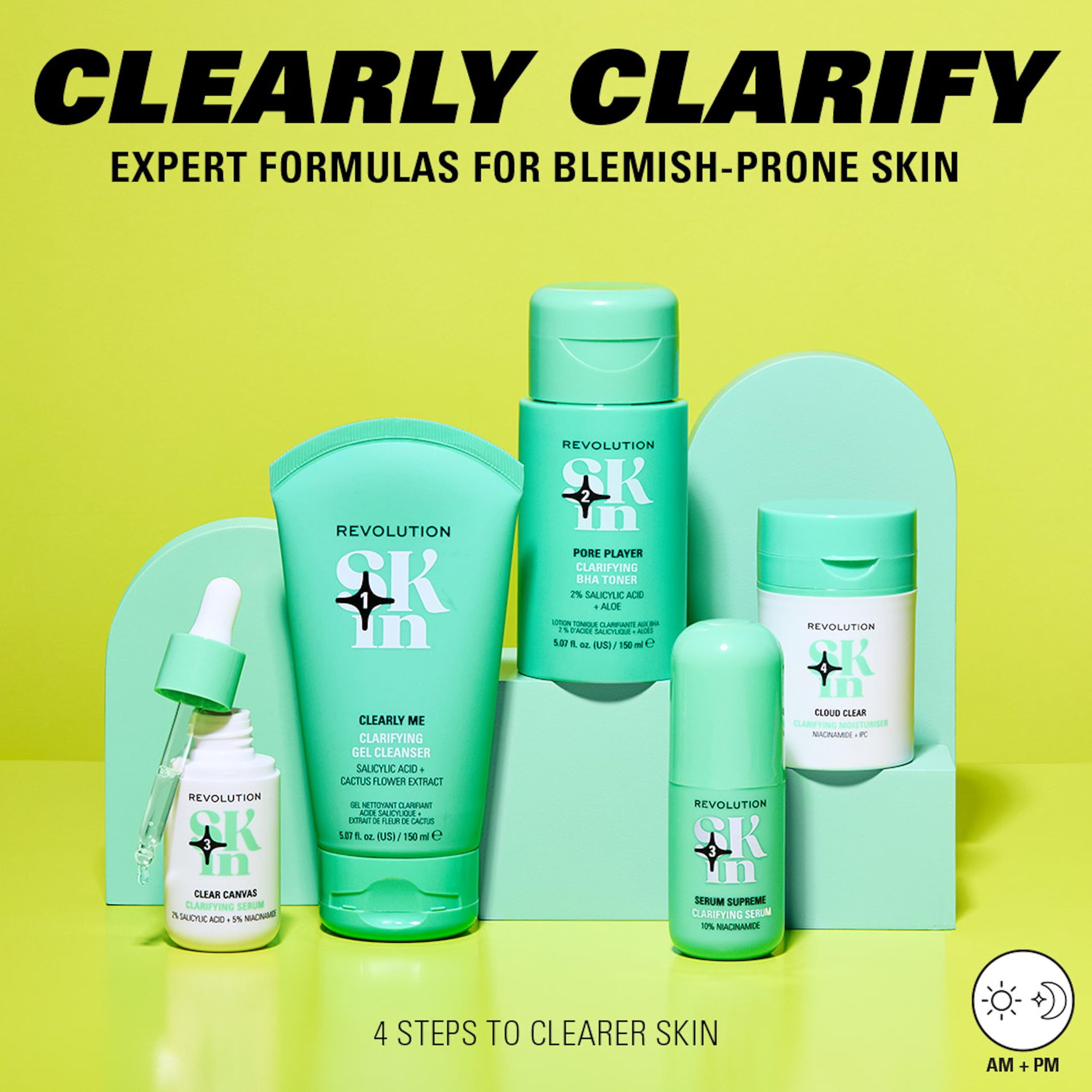 Revolution Skin, Clearly Clarify 4-Schritte-Starterset, Hautpflegeset für Unreinheiten 4