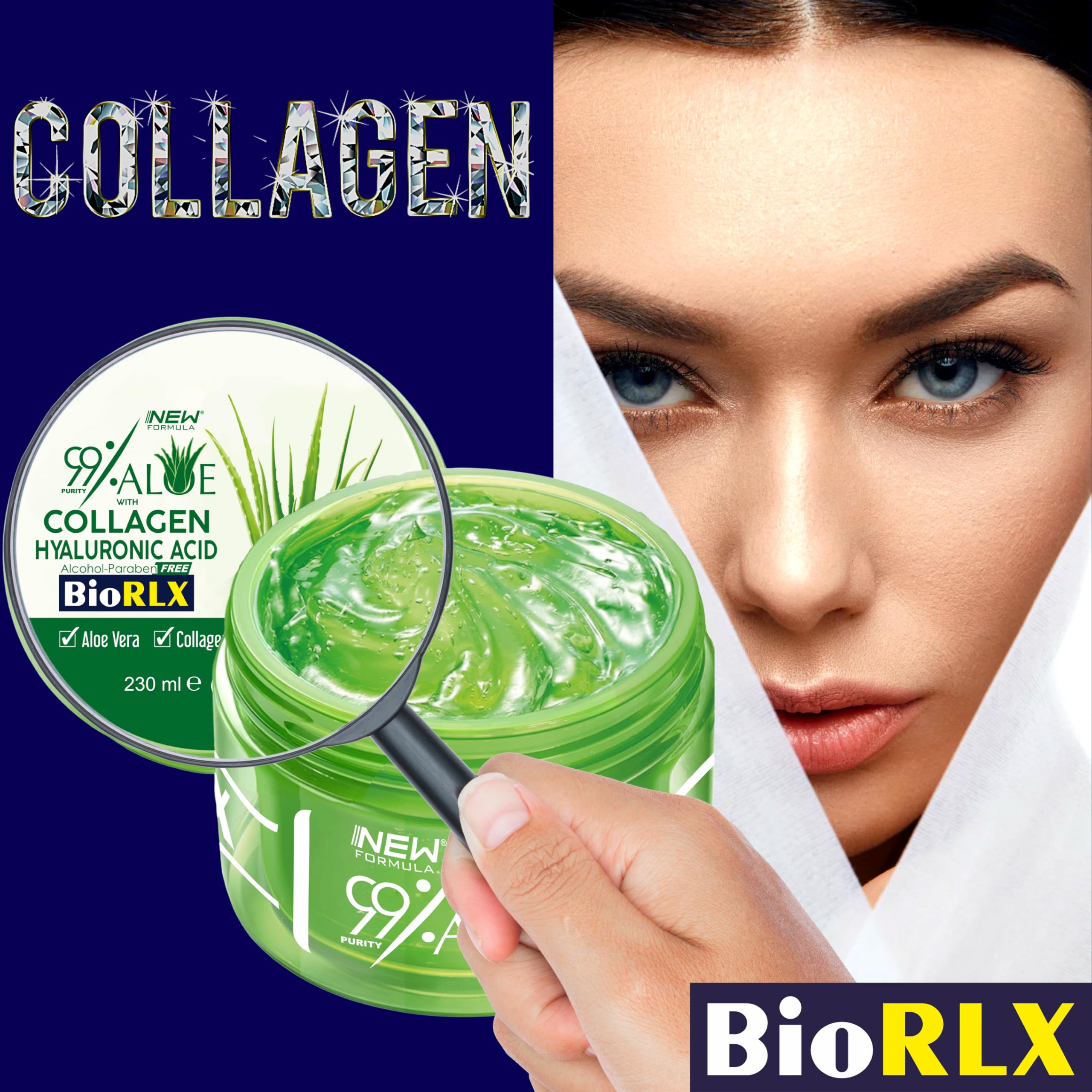 BioRLX 99% Aloe Vera Gel with Collagen & Hyaluronic Acid for Soothing Hydration (8.5 fl.oz) 3