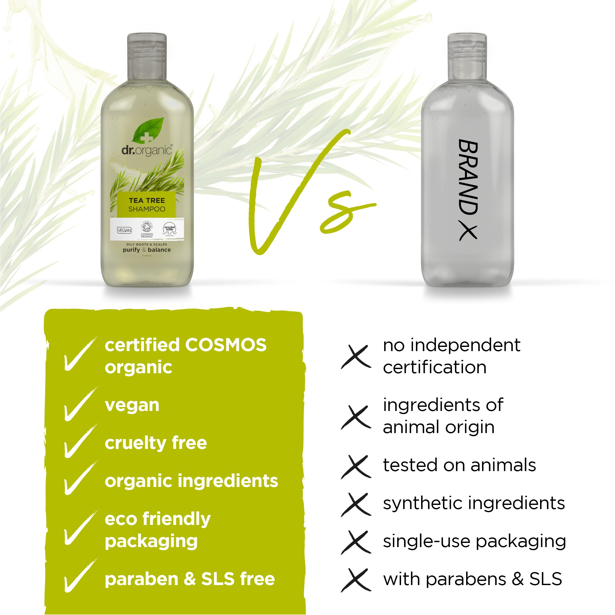 Dr. Organic Teebaum-Shampoo &amp; Spülung Set mit Reisetasche, reinigend, für fettiges Haar, natürlich, vegan, tierversuchsfrei, ohne Parabene und SLS, recycelbar und aus recyceltem, aus dem Meer stammendem Kunststoff, Bio, 265 ml 4