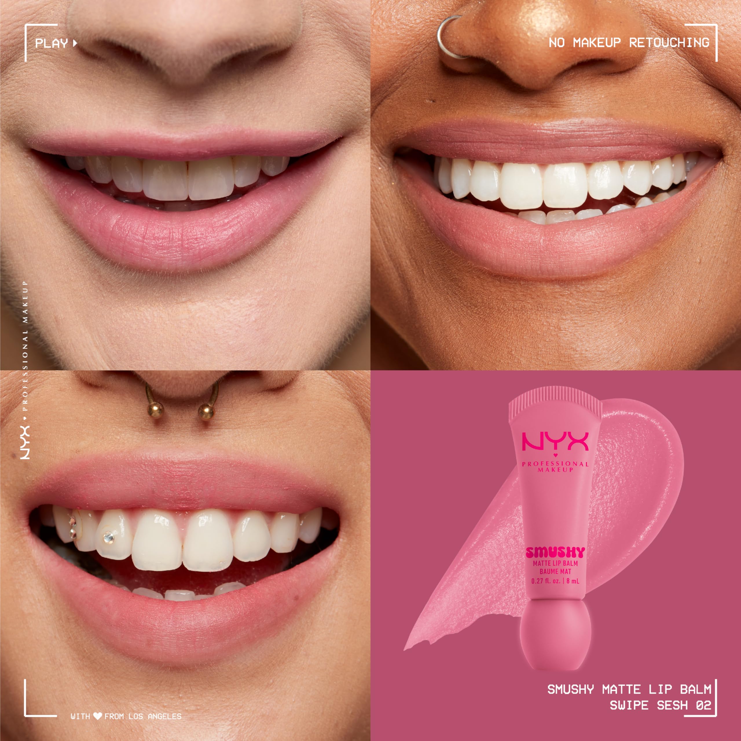 NYX Professional Makeup Smushy Matte Lip Balm, Swipe Sesh, 8ml - Hydrating Buildable Colour