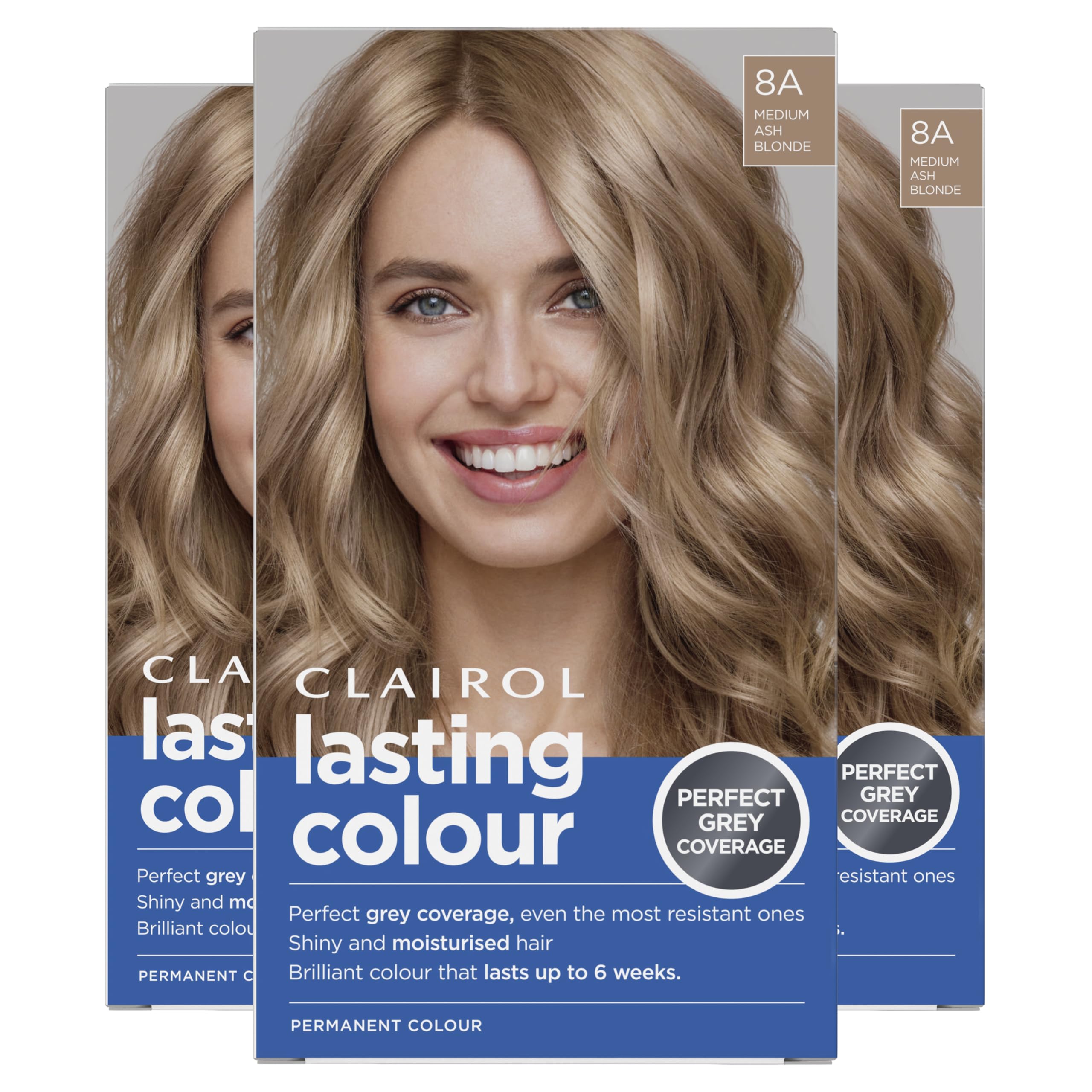 Clairol Permanente Haarfarbe | Ideale Grauabdeckung | Glänzendes und gepflegtes Haar | 8A Mittelblond Asch
