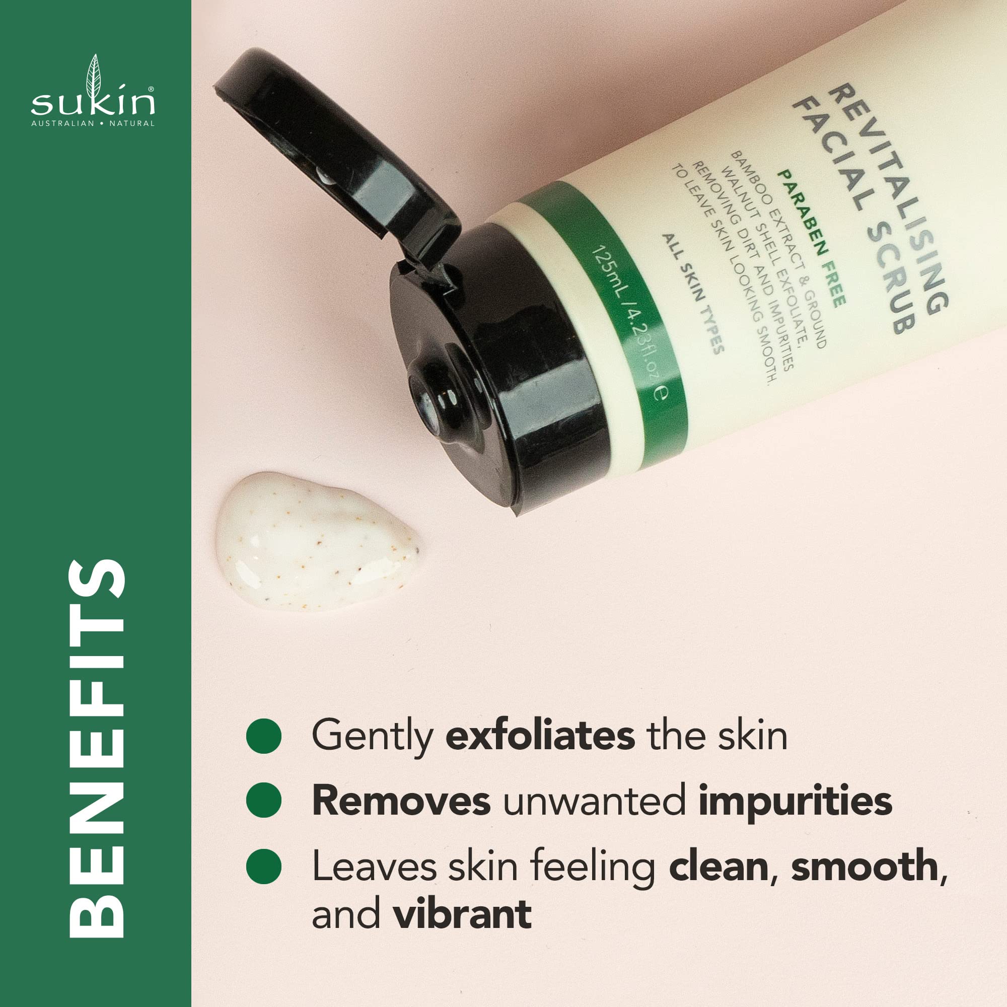 Sukin Revitalising Facial Scrub 125ml with Bamboo, Walnut & Jojoba Oil