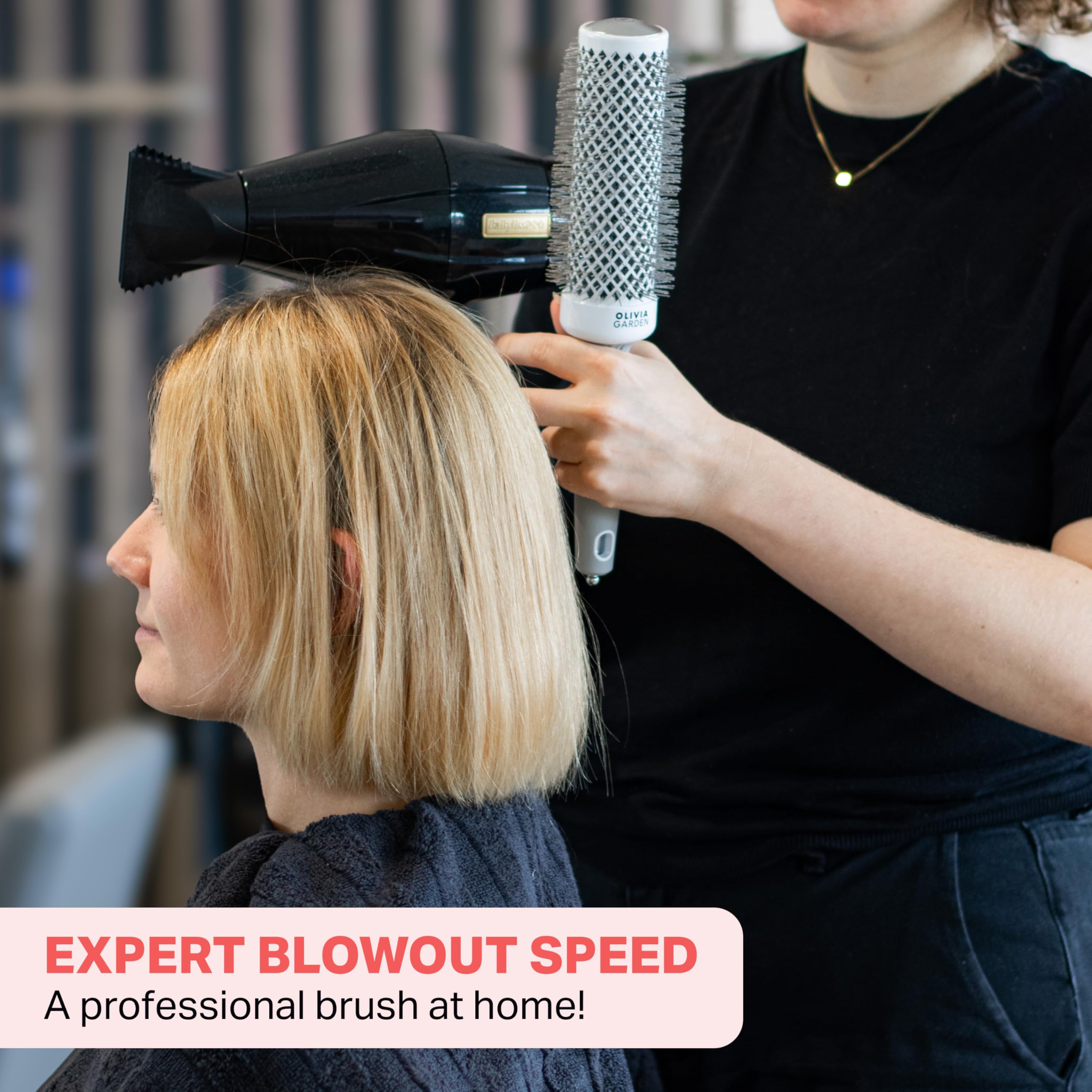 Olivia Garden Expert Blowout Speed ​​– Weiß &amp; Grau – 45 – Keramikbeschichtete Rundbürste mit extra langem Bürstenkörper für 25 % schnelleres Föhnen 6