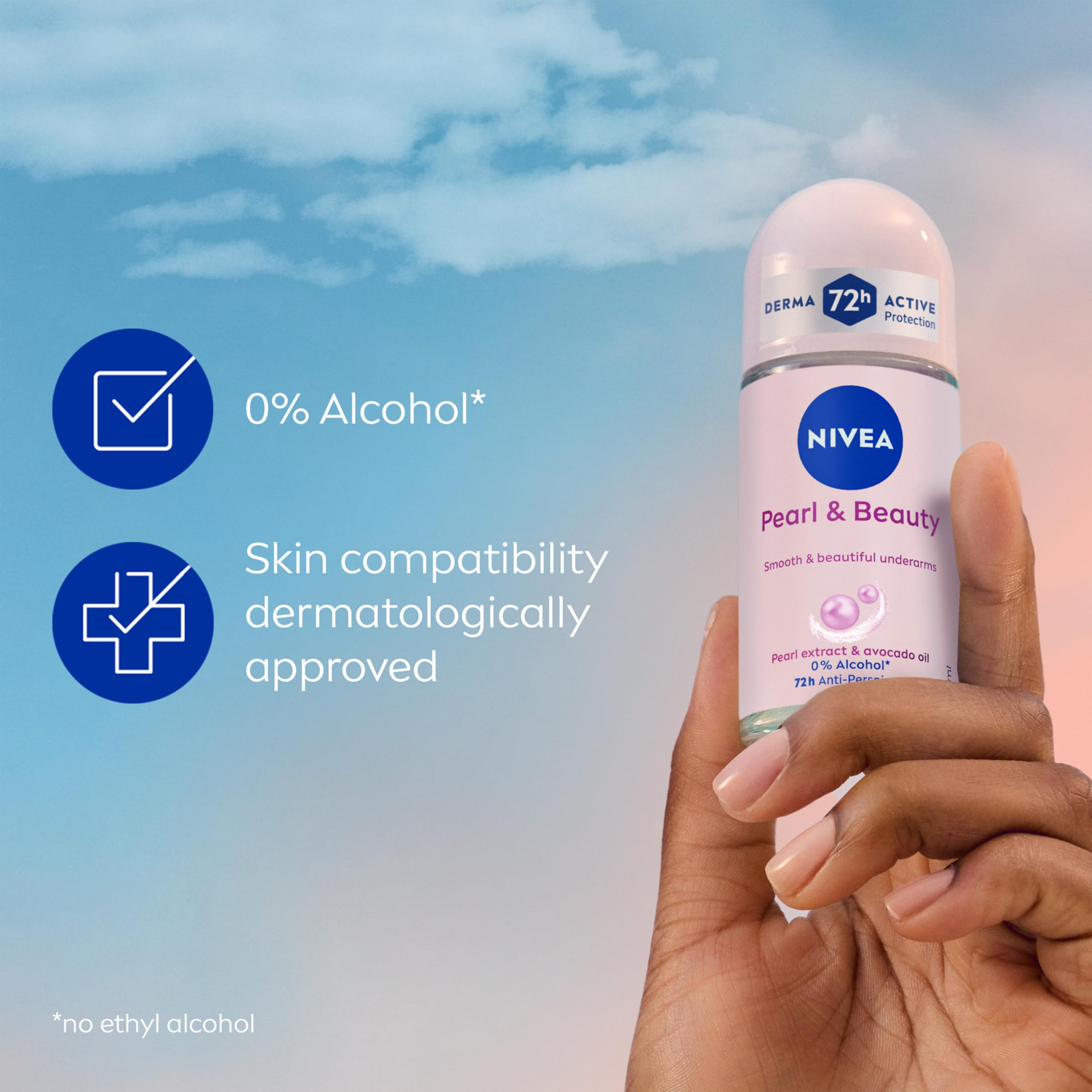 NIVEA Pearl & Beauty Anti-Perspirant Deodorant Roll On, 6 x 50ml Pack 4