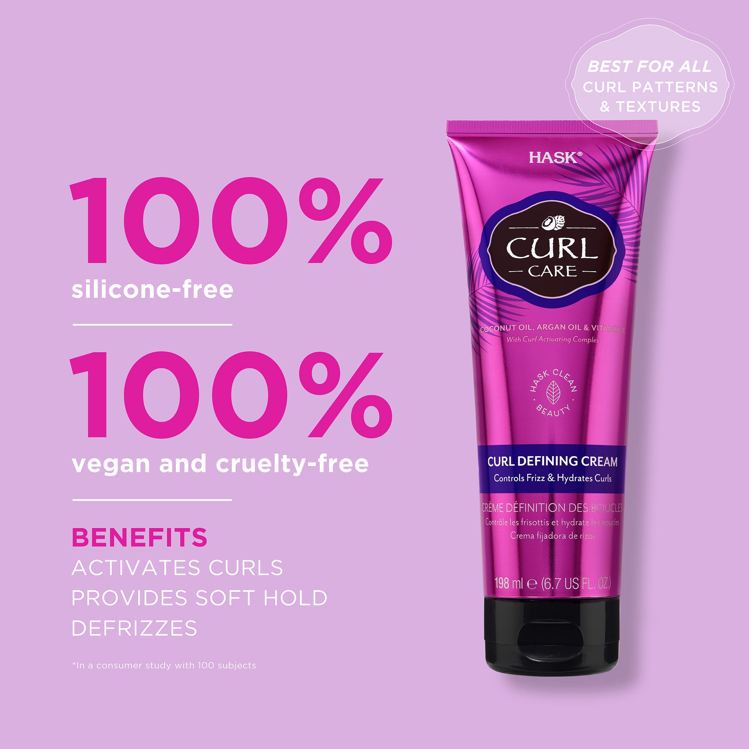 HASK Curl Defining Cream for Curly Hair with Coconut Oil, Argan Oil & Vitamin E 3